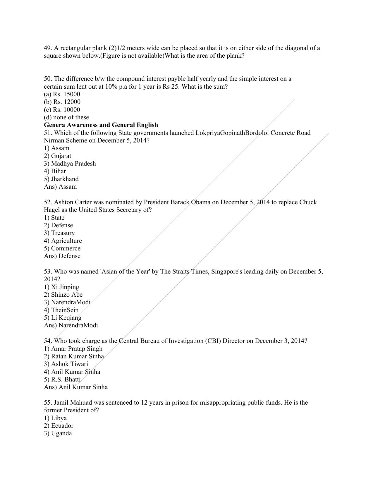 OSSC Junior Clerk General Awareness Question Papers - Page 7