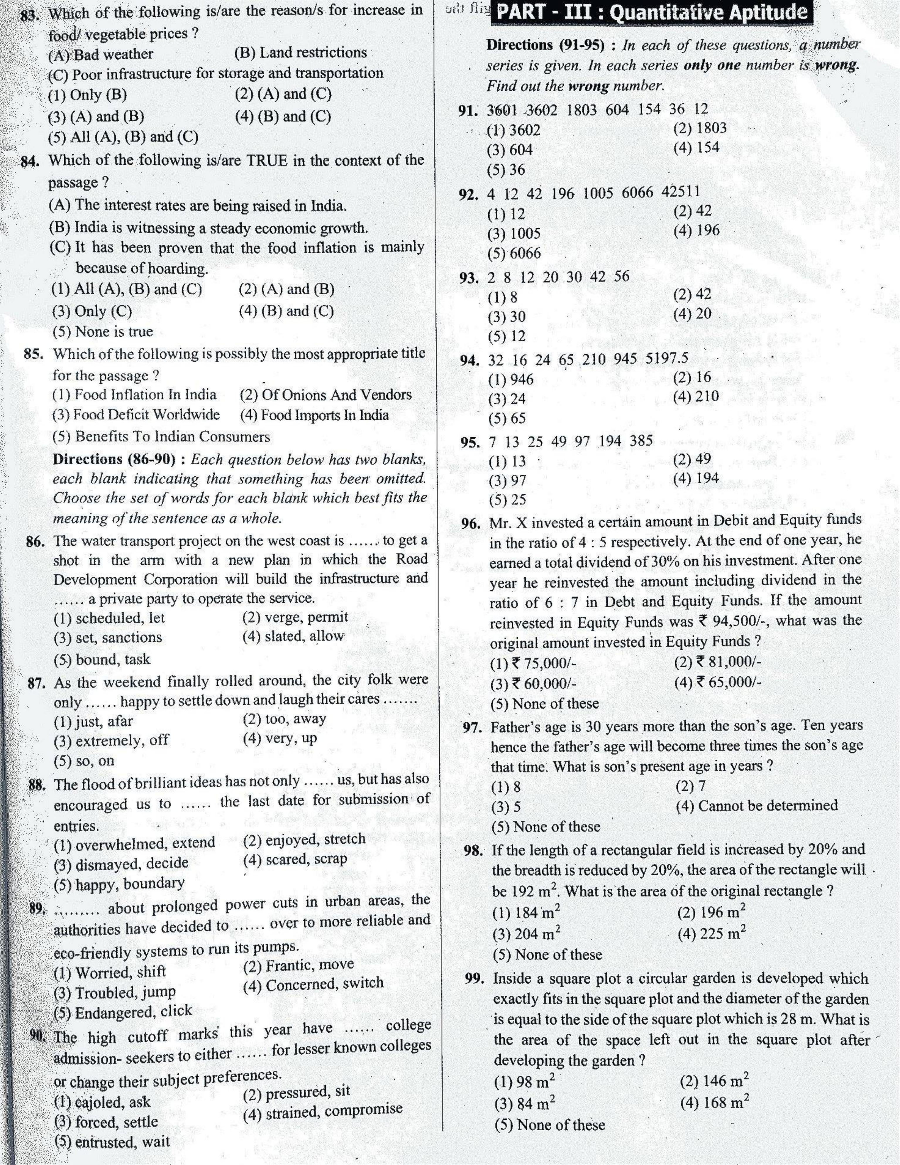 IBPS SO Old Previous Paper - Page 1