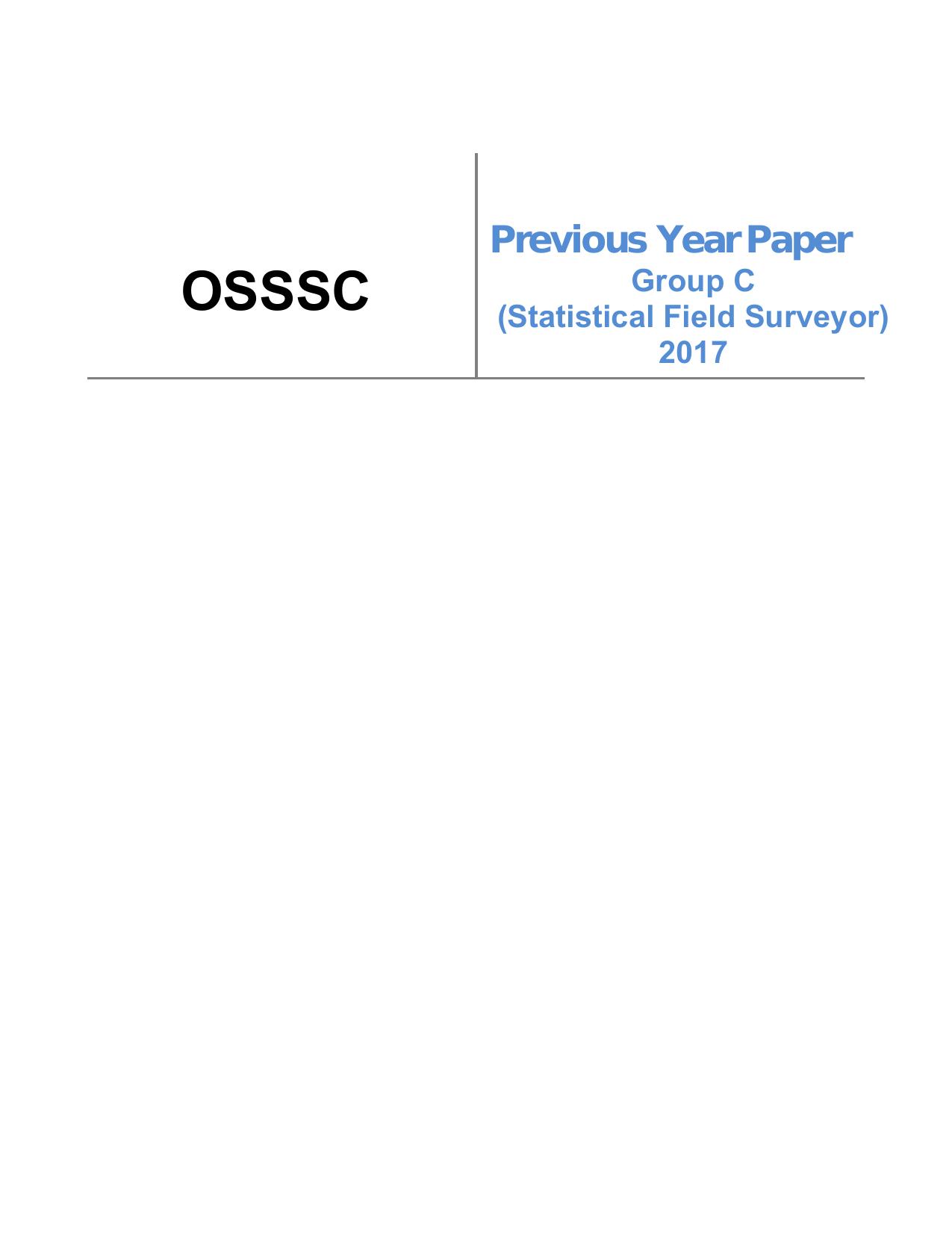 Odisha SSSC Group C Previous Question Paper - Page 1