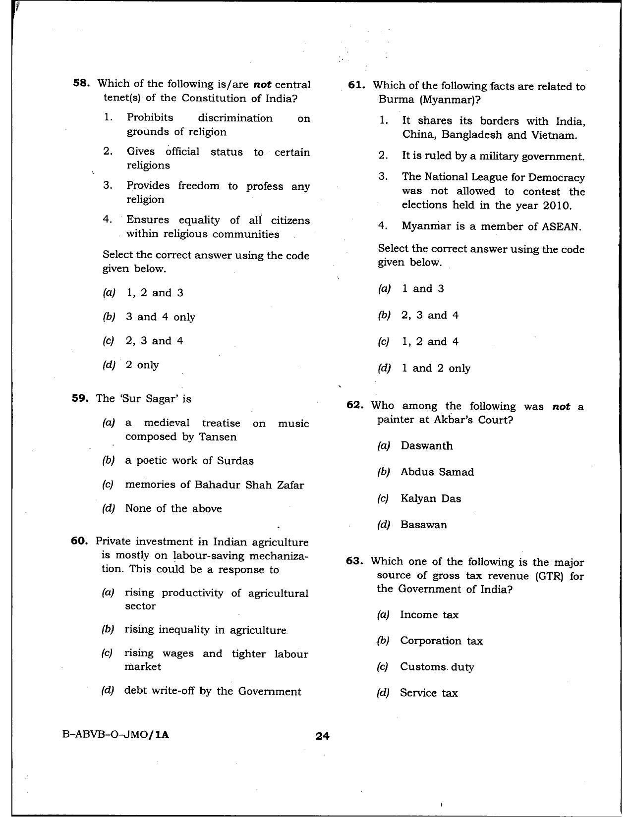 HPSSSB Fitter Model Papers: General Knowledge - Page 24