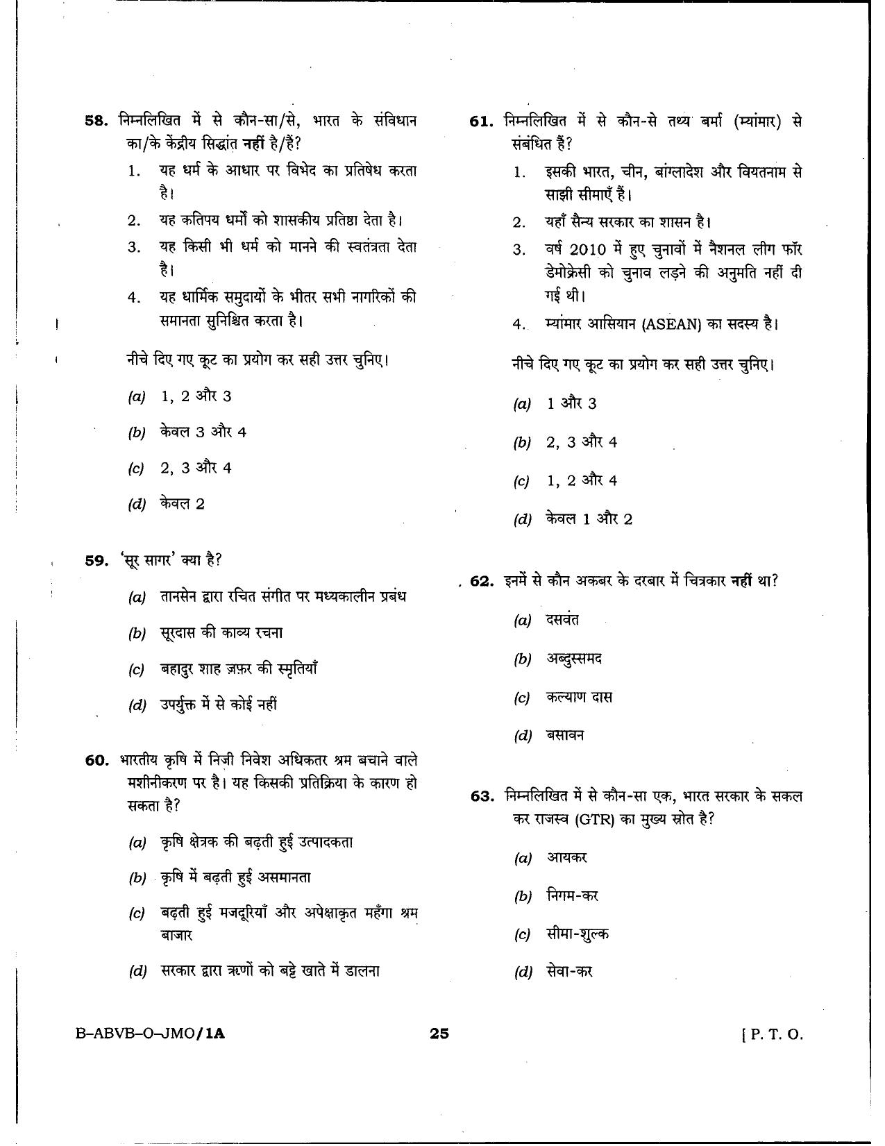 HPSSSB Fitter Model Papers: General Knowledge - Page 25