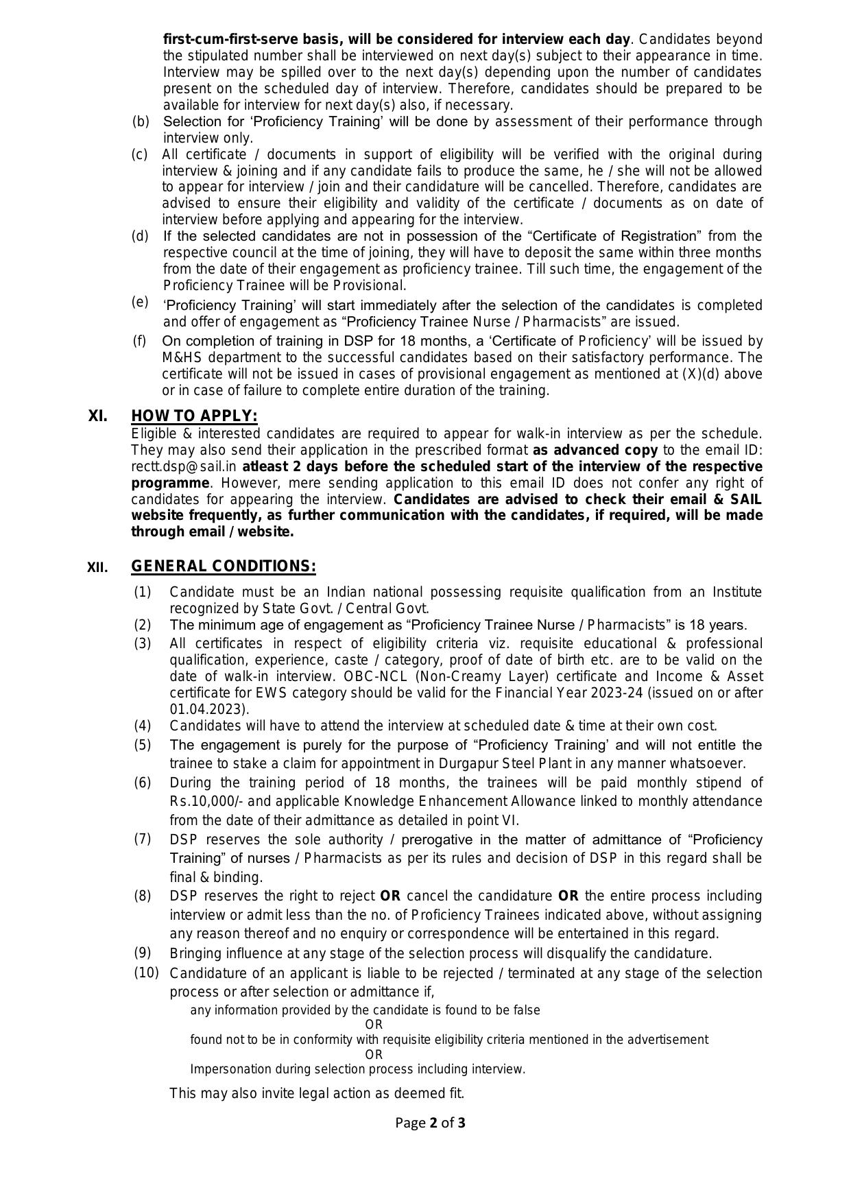 Durgapur Steel Plant (DSP) Nurse, Pharmacist Recruitment 2023 - Page 1