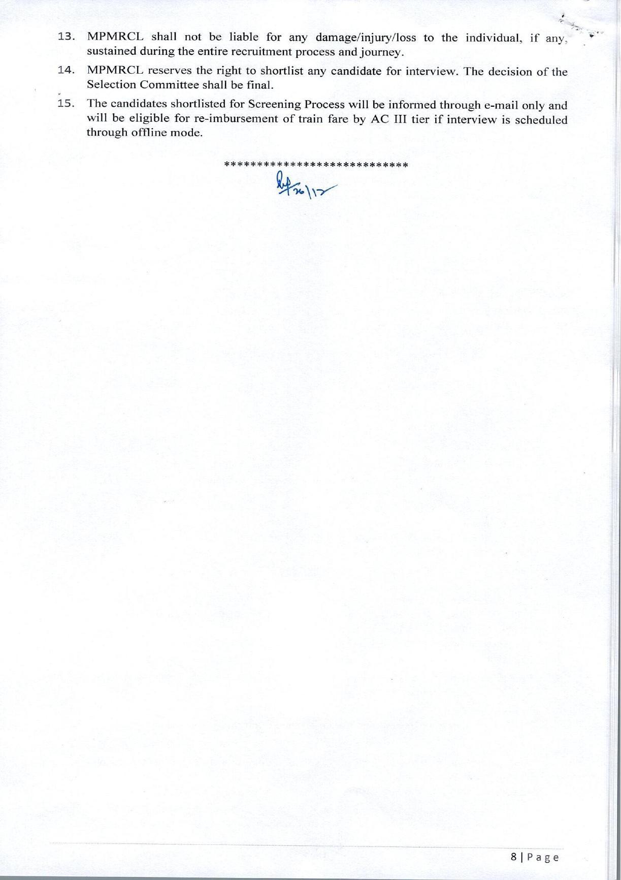 MPMRCL Invites Application for Deputy General Manager, General Manager Recruitment 2023 - Page 1