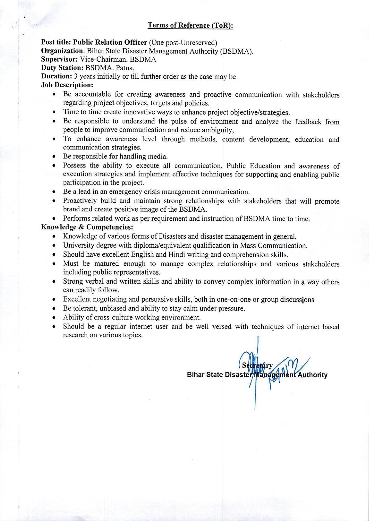 BSDMA Invites Application for Senior Advisor, Public Relation Officer Recruitment 2022 - Page 7
