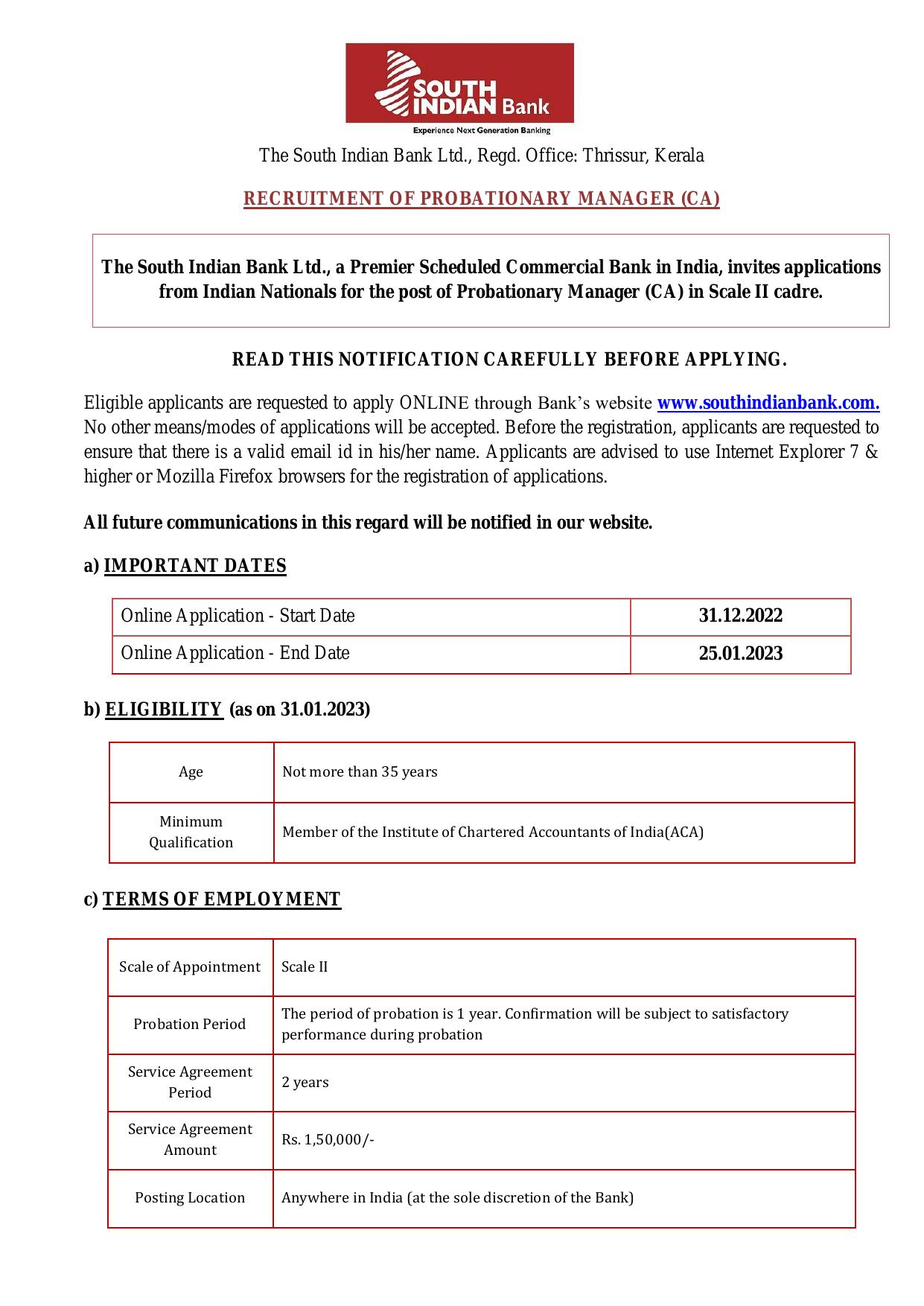 South Indian Bank (SIB) Invites Application for Probationary Manager Recruitment 2023 - Page 3