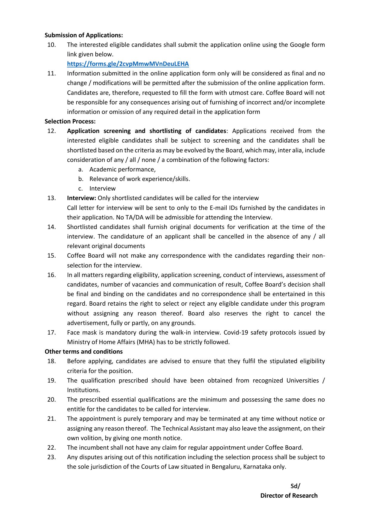 Coffee Board Invites Application for Young Professional Recruitment 2023 - Page 1