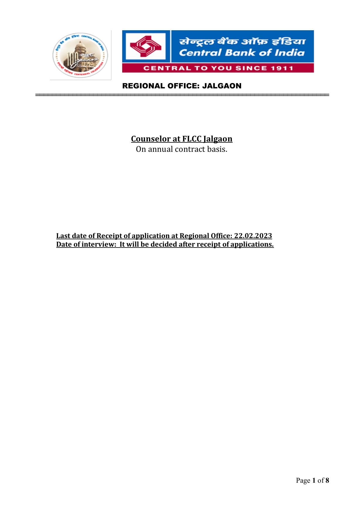 Central Bank of India Jalgaon Invites Application for FLCC Counselor Recruitment 2023 - Page 4