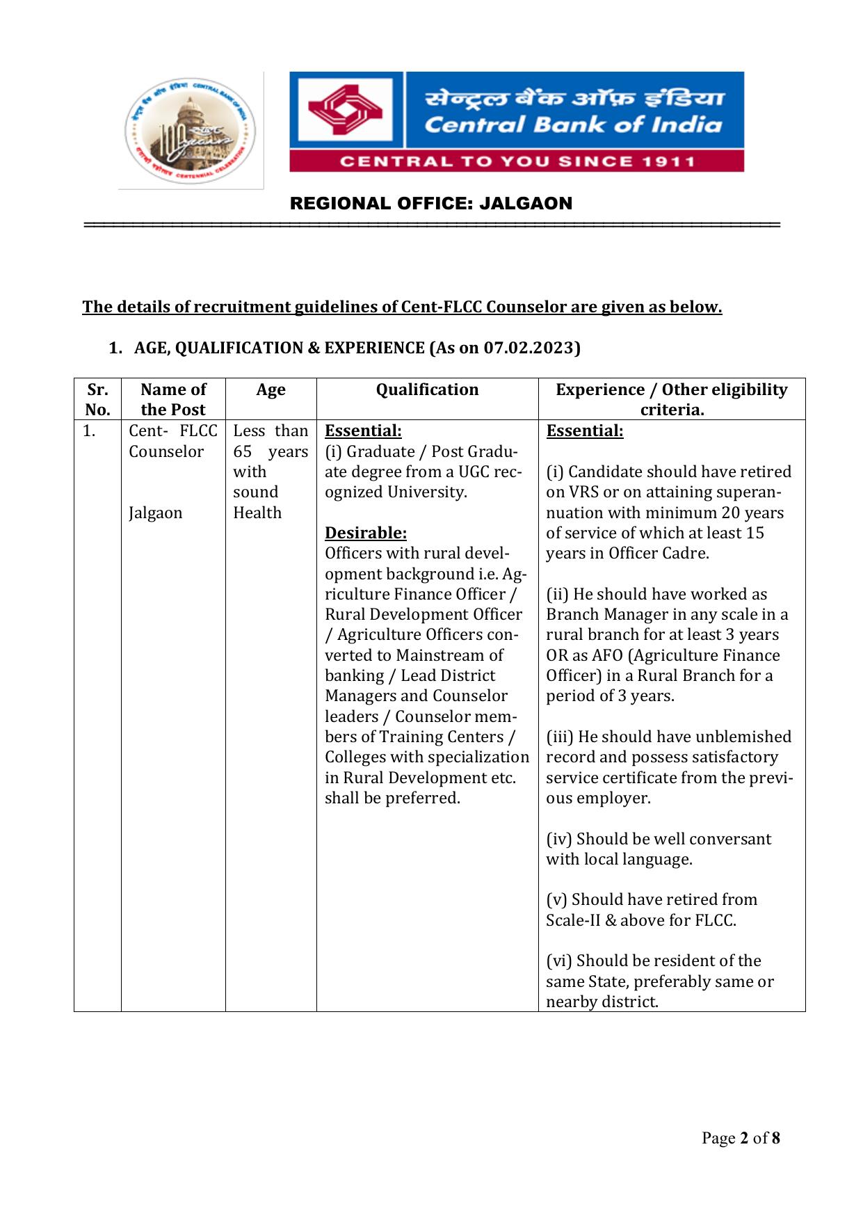 Central Bank of India Jalgaon Invites Application for FLCC Counselor Recruitment 2023 - Page 2