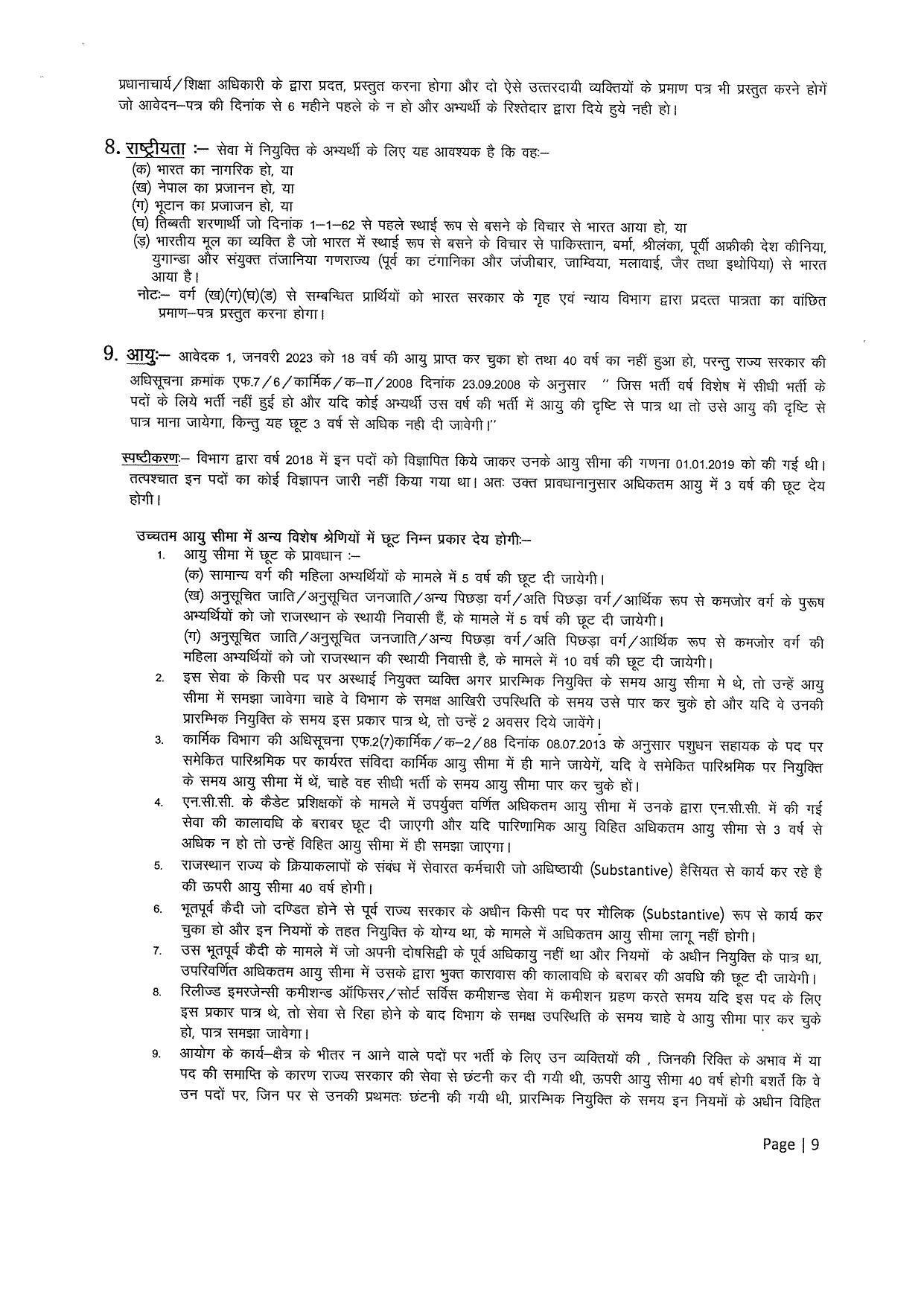 Vacancy Details For Rajasthan RSMSSB Livestock Assistant Online Form - Page 3