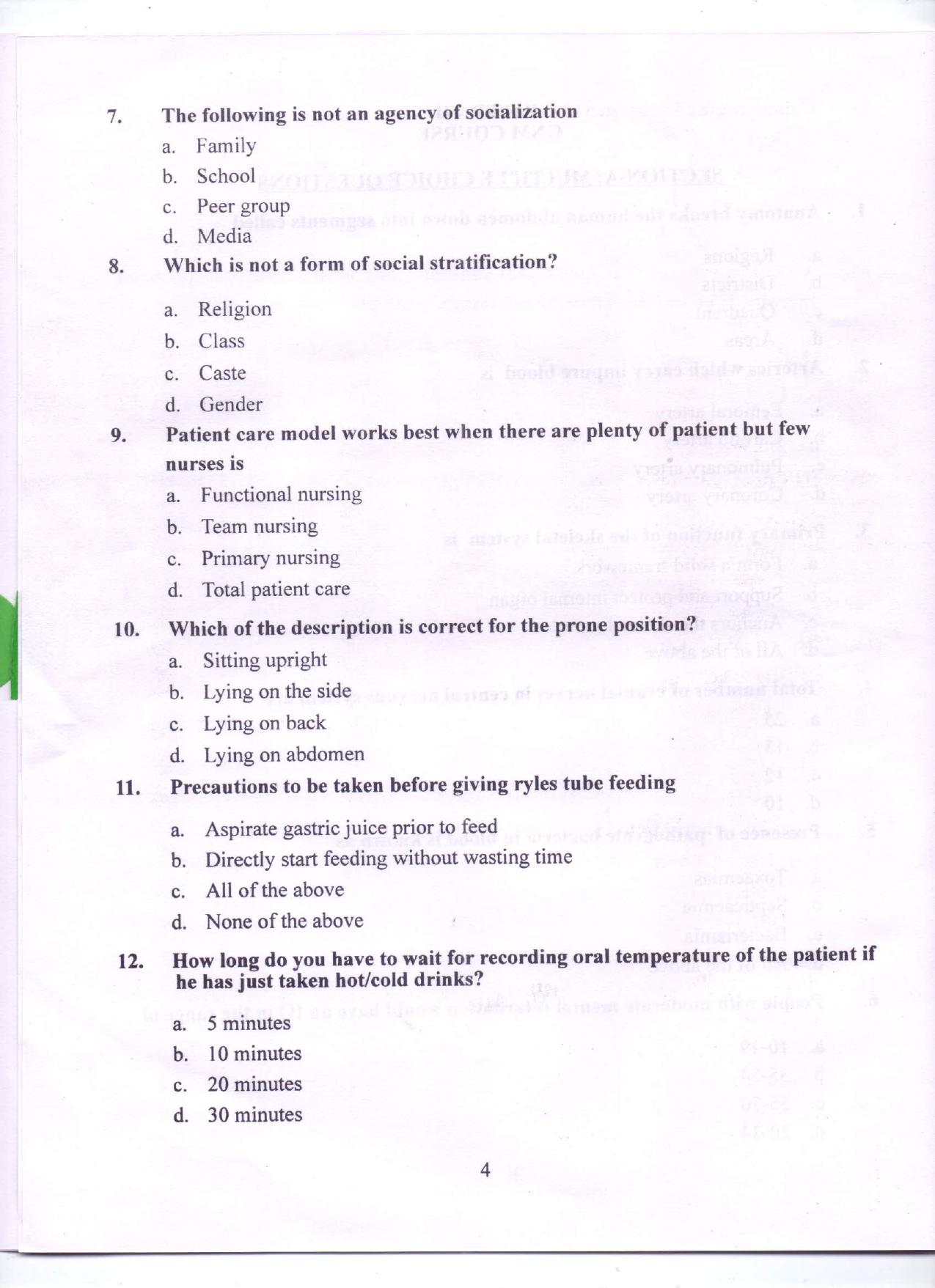 SPSC Multi Purpose Health Worker Old Papers PDF Download - Page 3