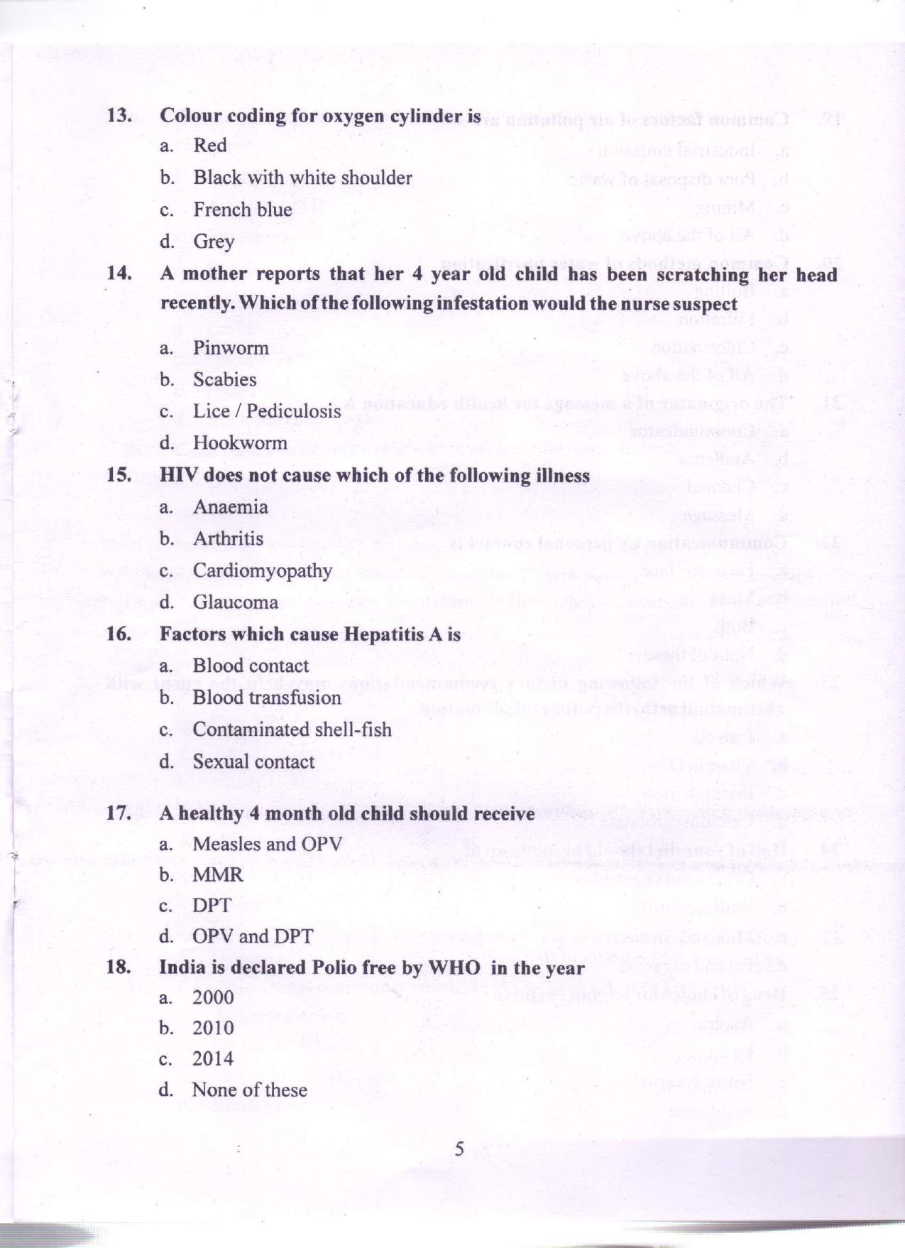 SPSC Multi Purpose Health Worker Old Papers PDF Download - Page 4
