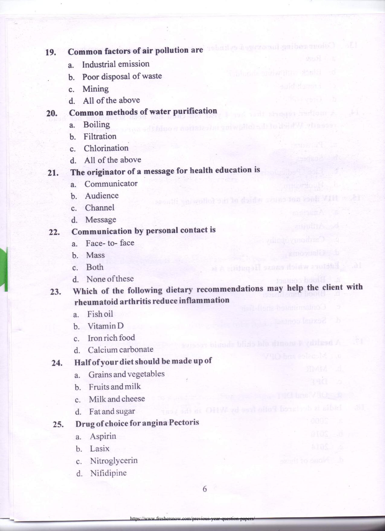 SPSC Multi Purpose Health Worker Old Papers PDF Download - Page 5