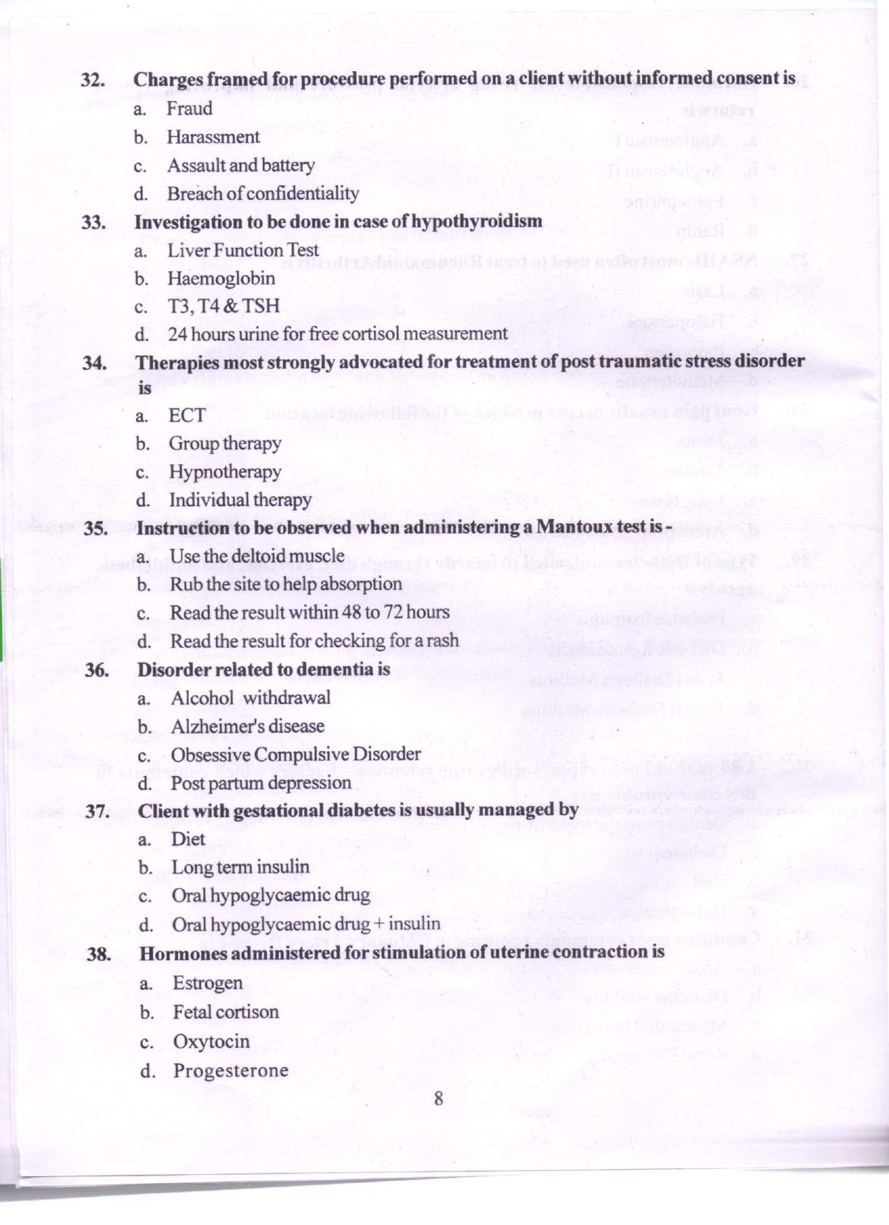 SPSC Multi Purpose Health Worker Old Papers PDF Download - Page 7