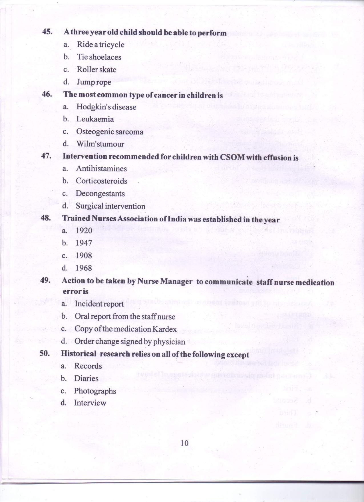 SPSC Multi Purpose Health Worker Old Papers PDF Download - Page 9