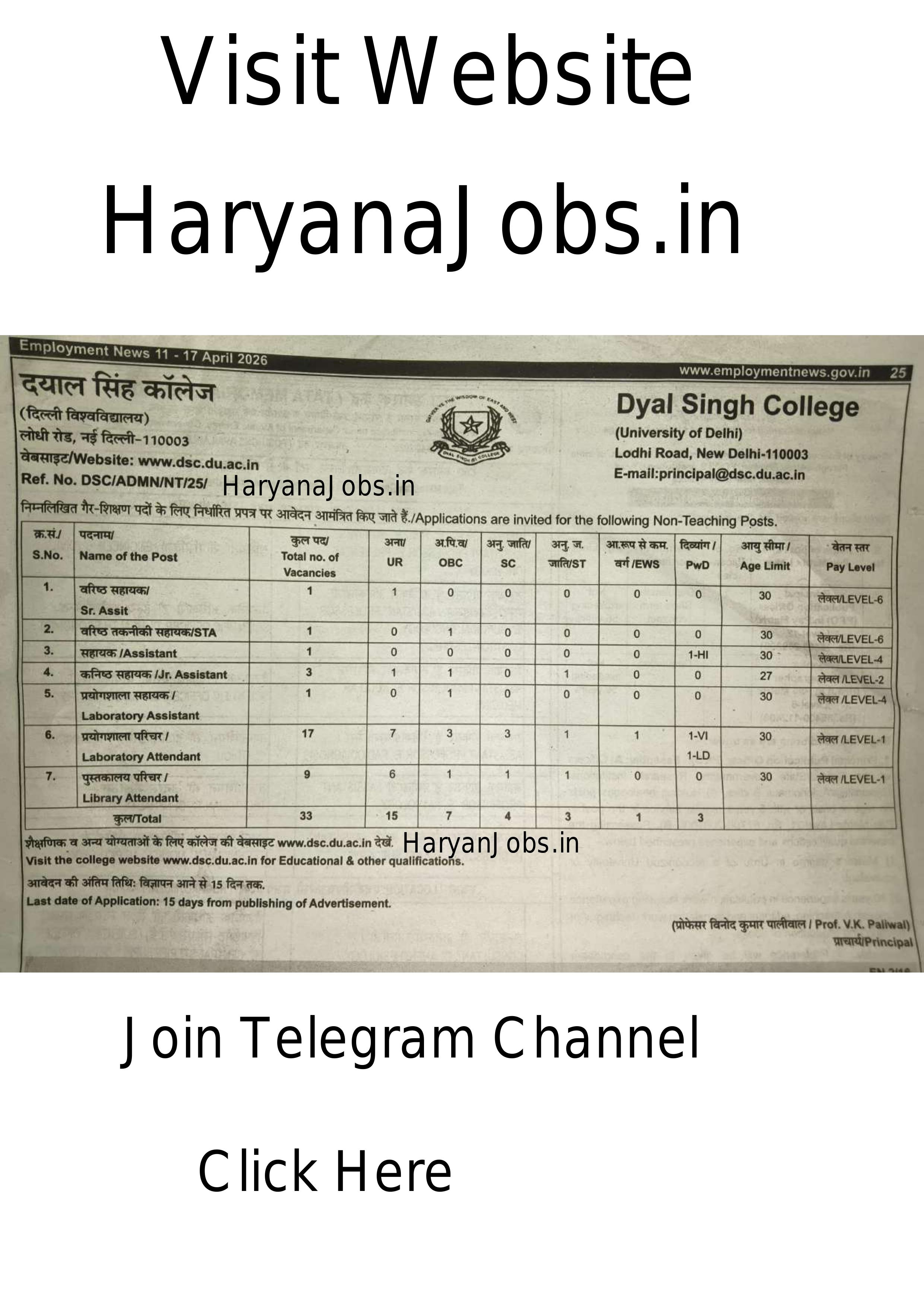 DSC DU Recruitment 2026 for 33 Non-Teaching Posts – Apply Online - Page 1