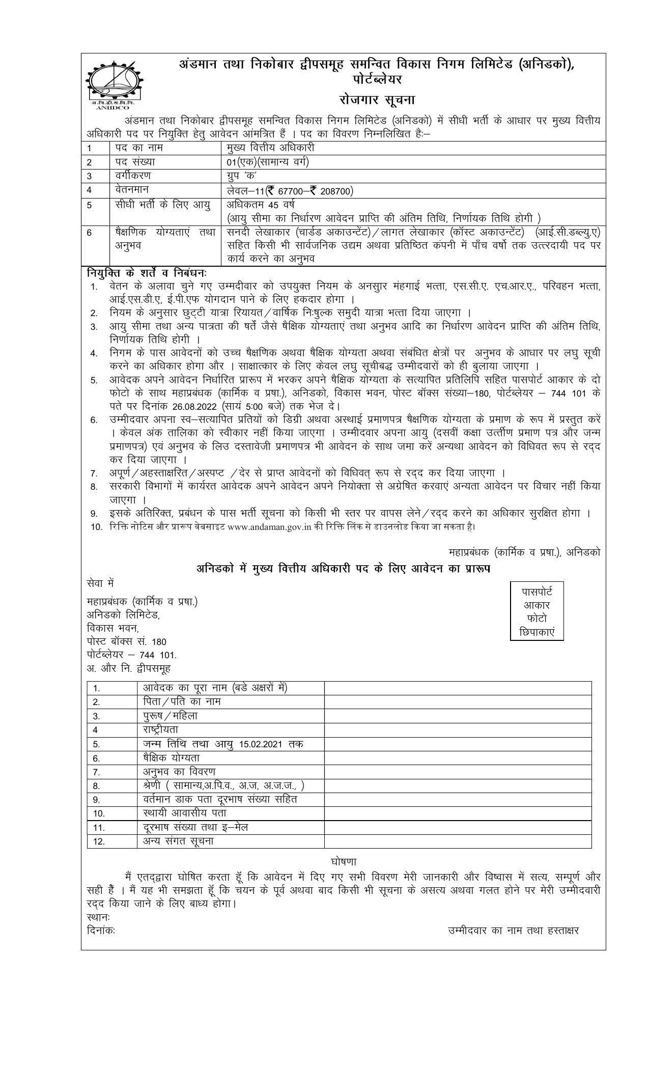 Andaman & Nicobar Administration Invites Application for Chief Financial Officer Recruitment 2022 - Page 2