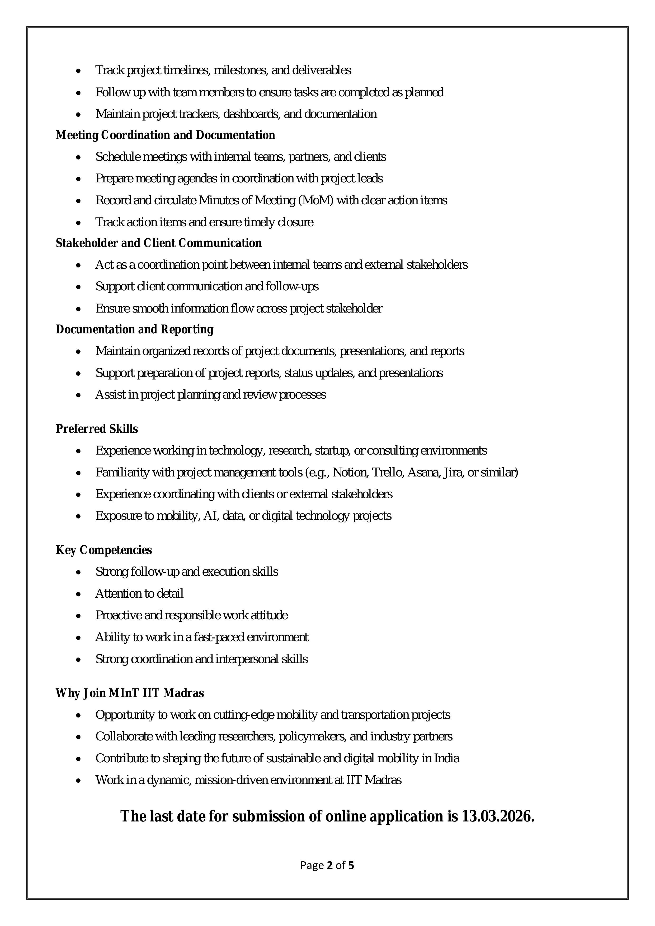 IIT Madras Project Manager Recruitment 2026 - Full Notification, Eligibility, Salary - Page 2