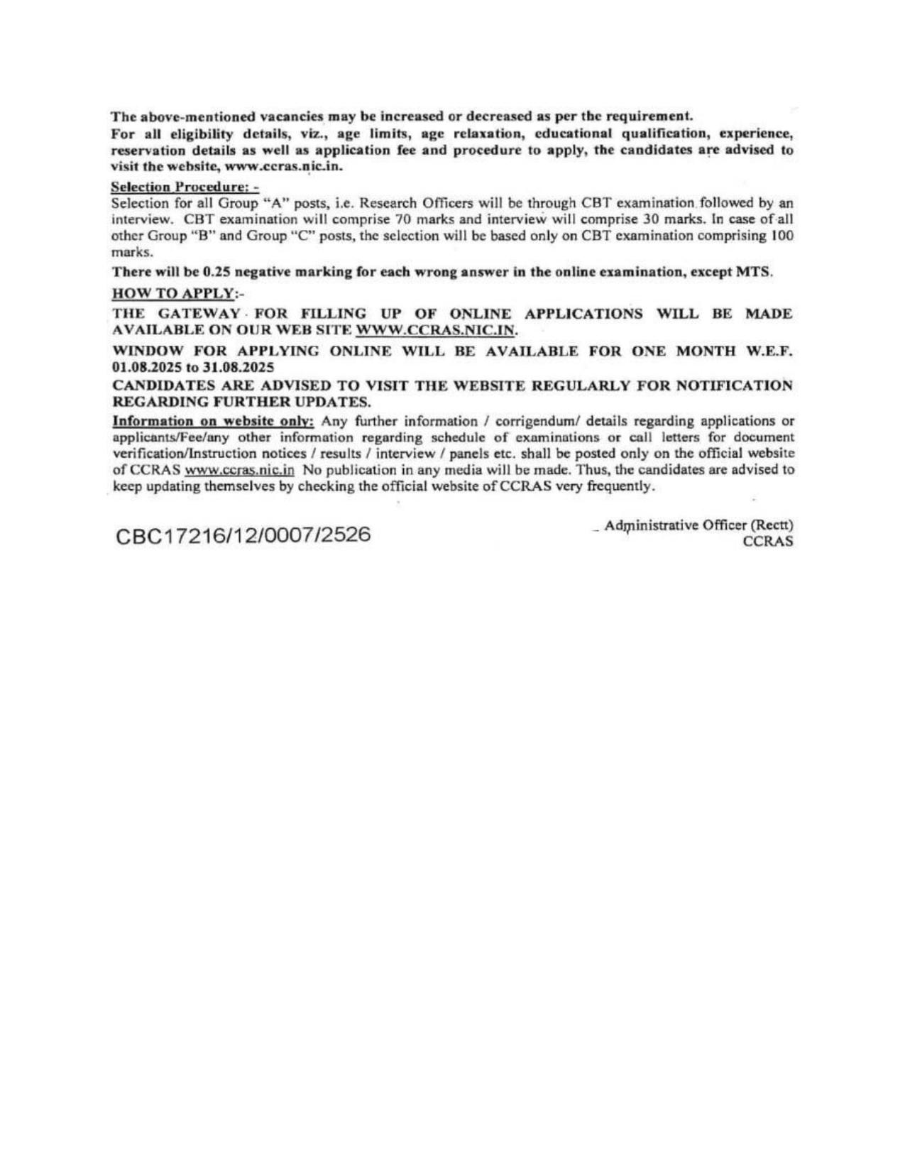 CCRAS Group A, B, C Various Posts Recruitment 2025 - Page 2