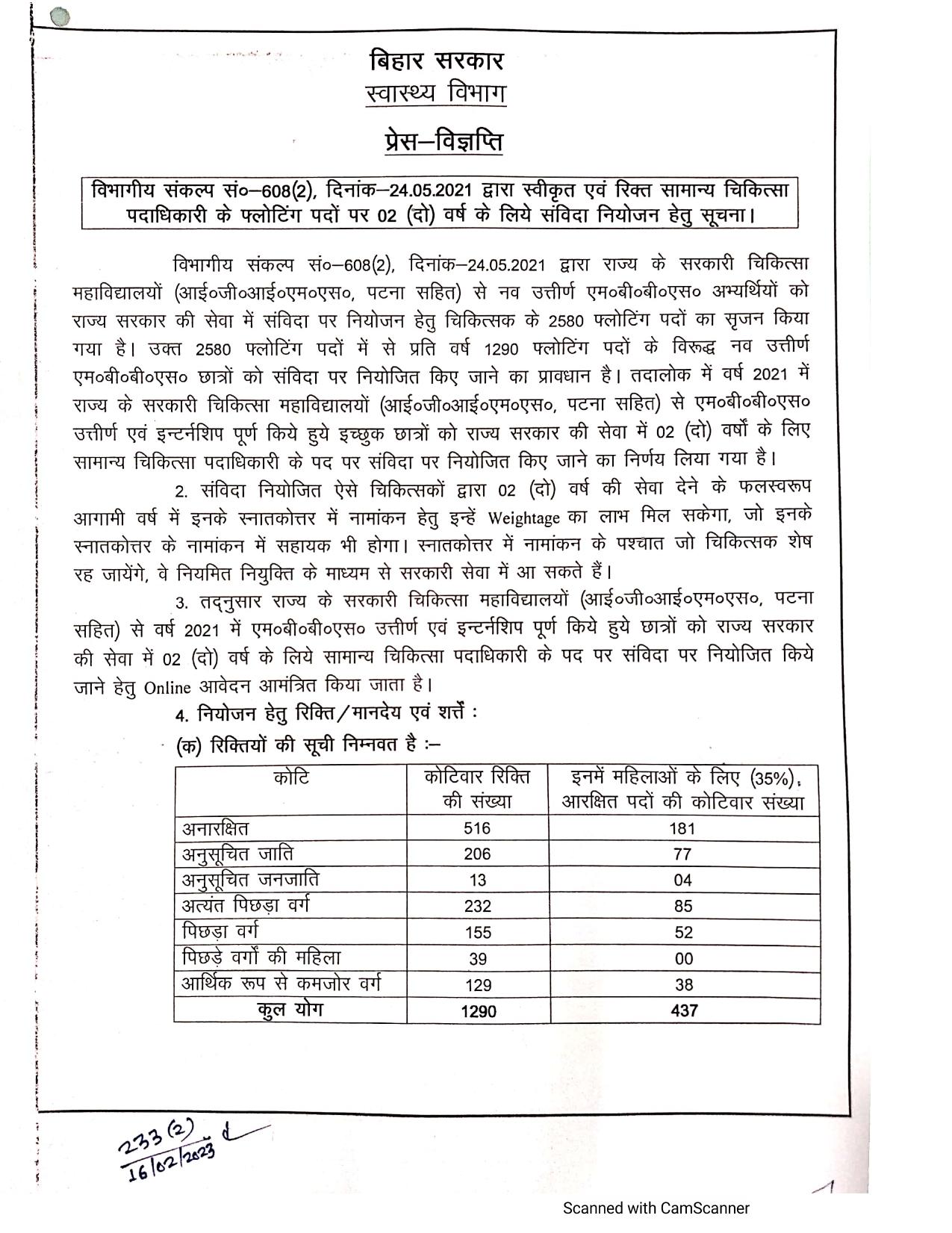 Bihar Health Department 1290 General Medical Officer Recruitment 2023 - Page 2