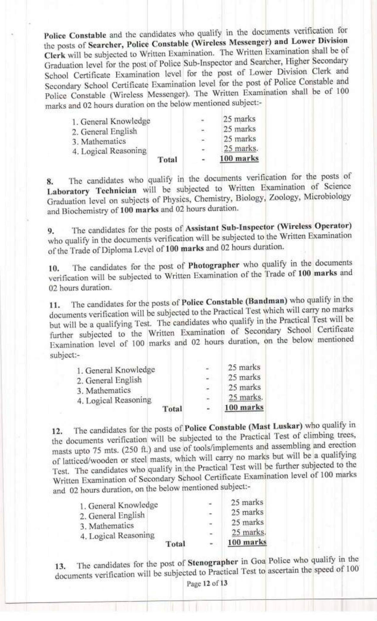 Goa Police SI Recruitment - Page 8