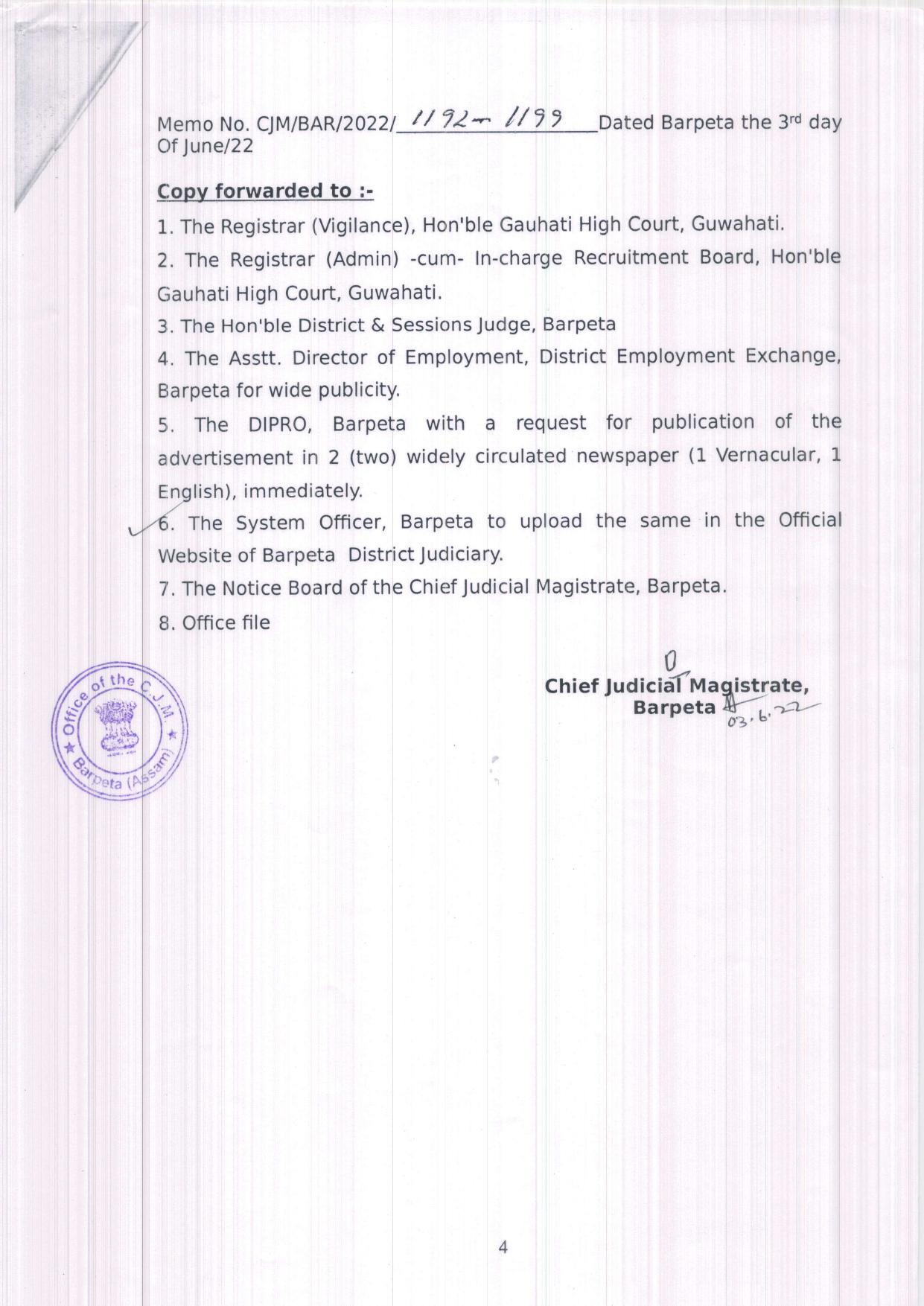 District Court Barpeta Invites Application for Peon, Chowkidar, Sweeper Recruitment 2022 - Page 4