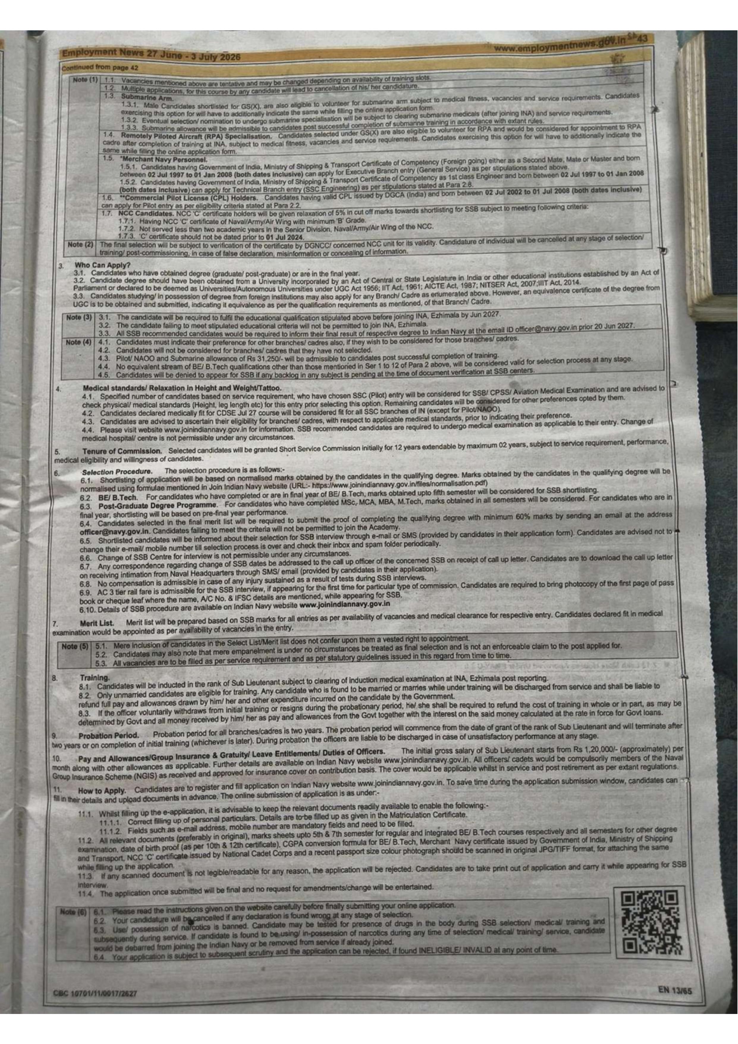 Indian Navy SSC Officer Recruitment 2026 for 275 Sub Lieutenant Posts - Page 2