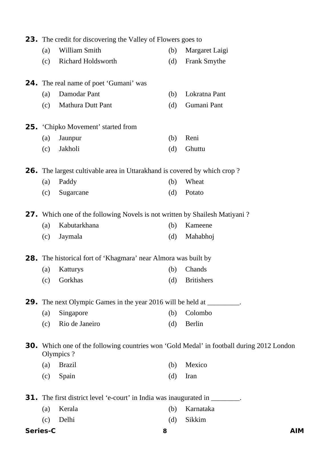 Delhi High Court Junior Judicial Assistant General Studies Previous Question Paper - Page 26