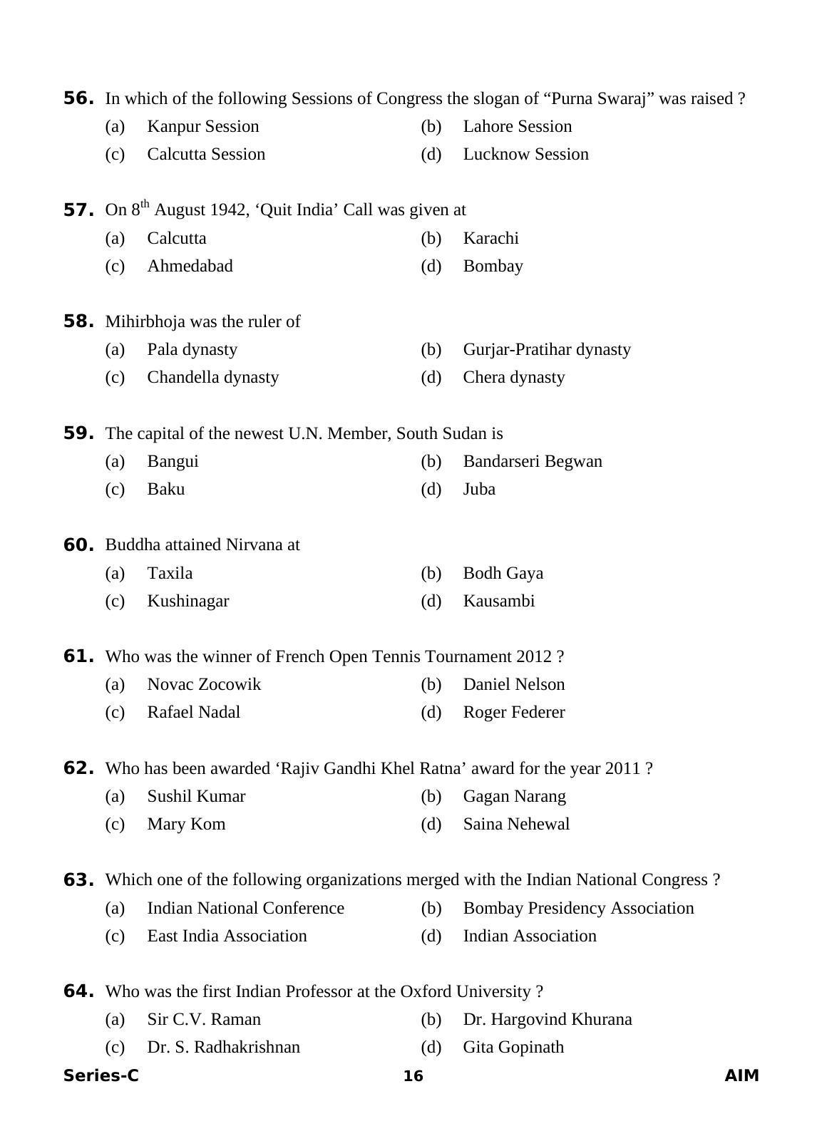 Delhi High Court Junior Judicial Assistant General Studies Previous Question Paper - Page 15