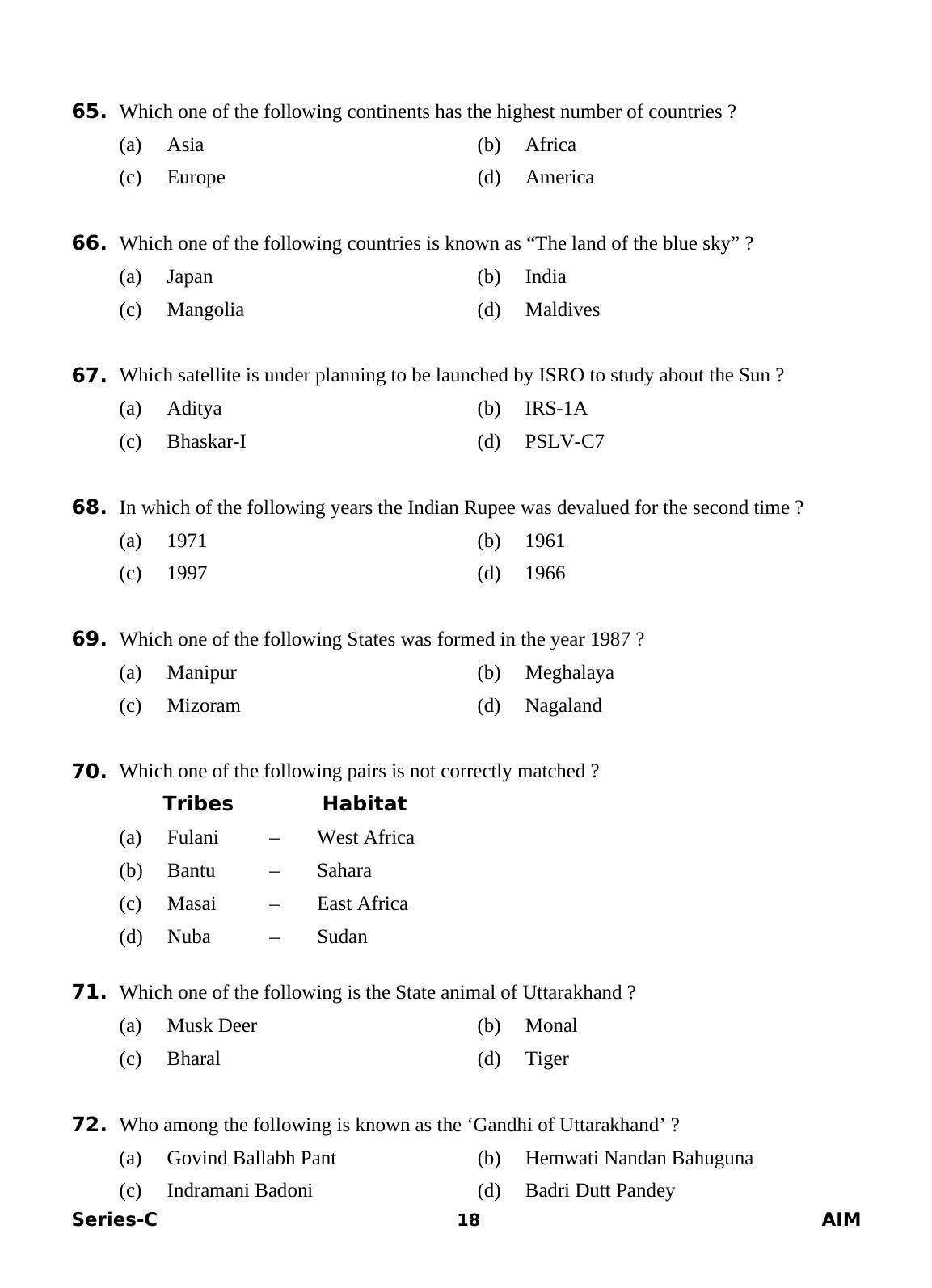Delhi High Court Junior Judicial Assistant General Studies Previous Question Paper - Page 27