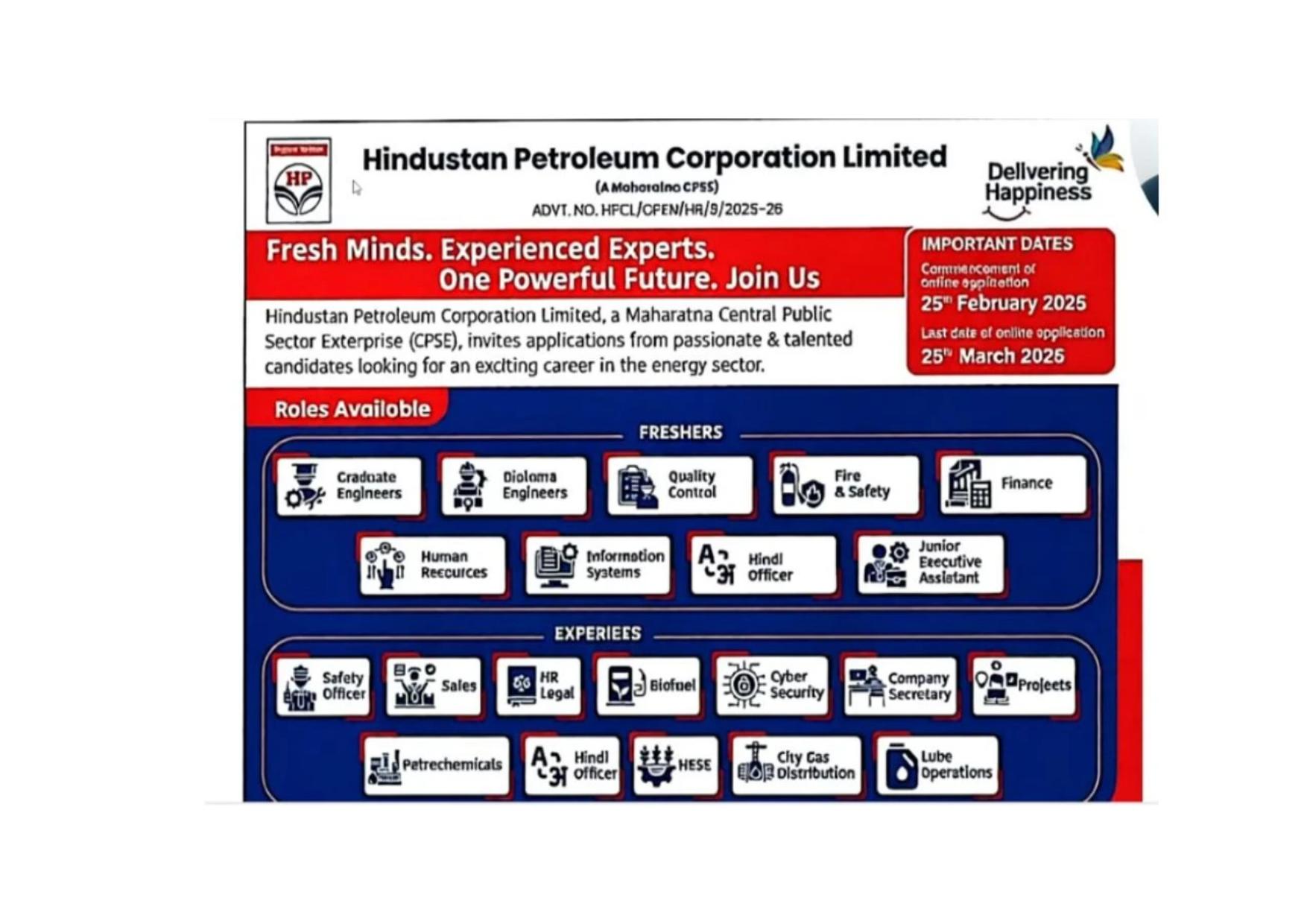 HPCL Recruitment 2026: Apply Online for Engineers, Junior Executive Assistant & Other Posts - Eligibility, Salary - Page 1