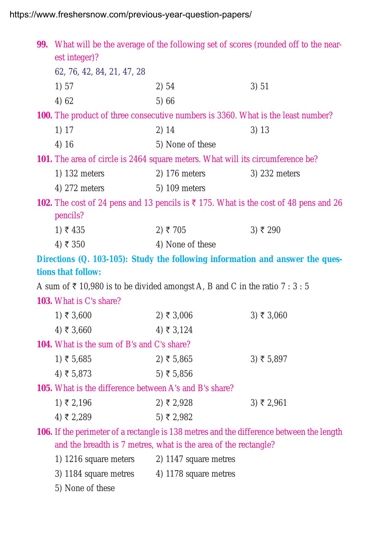 MAHADISCOM Vidyut Sahayak Quantitative Aptitude Old Papers - Page 3