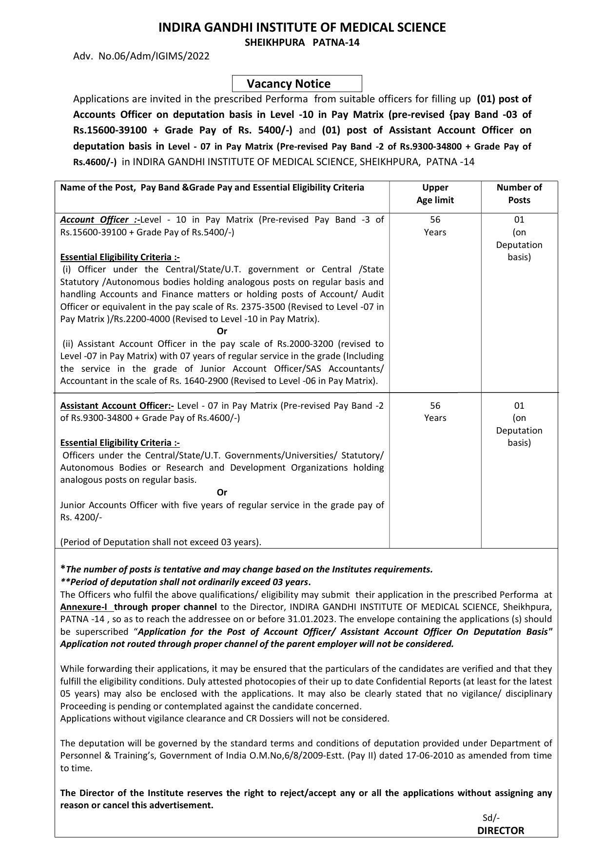 IGIMS Invites Application for Account Officer, Assistant Account Officer Recruitment 2022 - Page 1