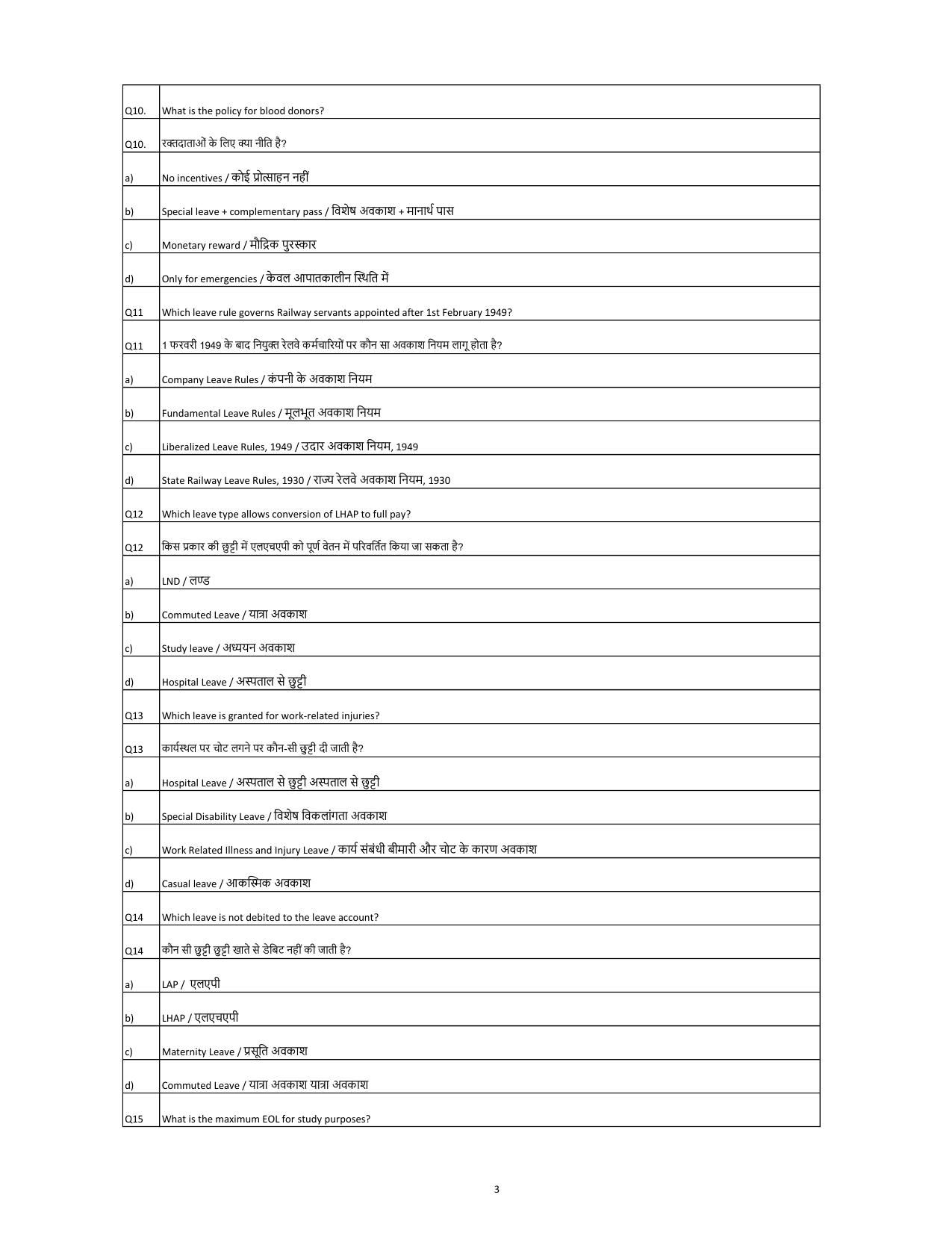 South Western Railway Junior Lecturer Level 6 (Shift-1) Question Paper - Page 3