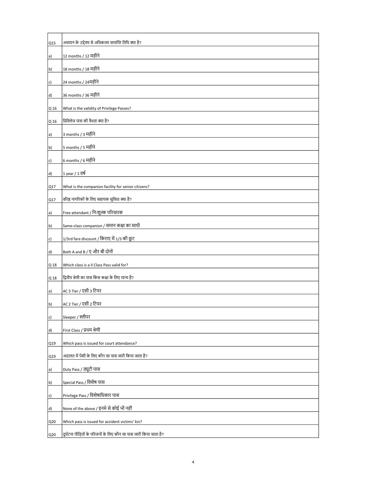 South Western Railway Junior Lecturer Level 6 (Shift-1) Question Paper - Page 4