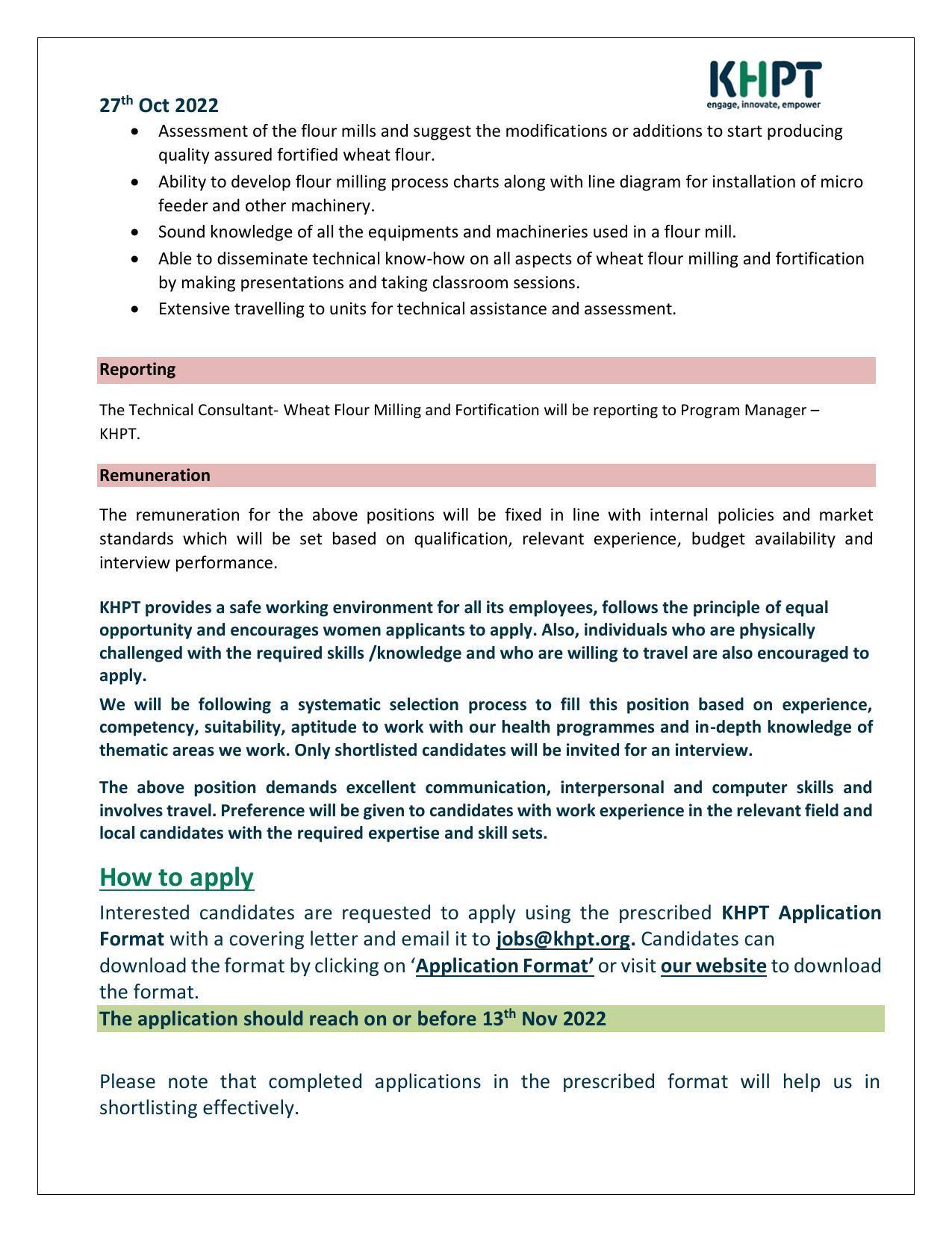 Karnataka Health Promotion Trust (KHPT) Invites Application for Technical Consultant Recruitment 2022 - Page 1