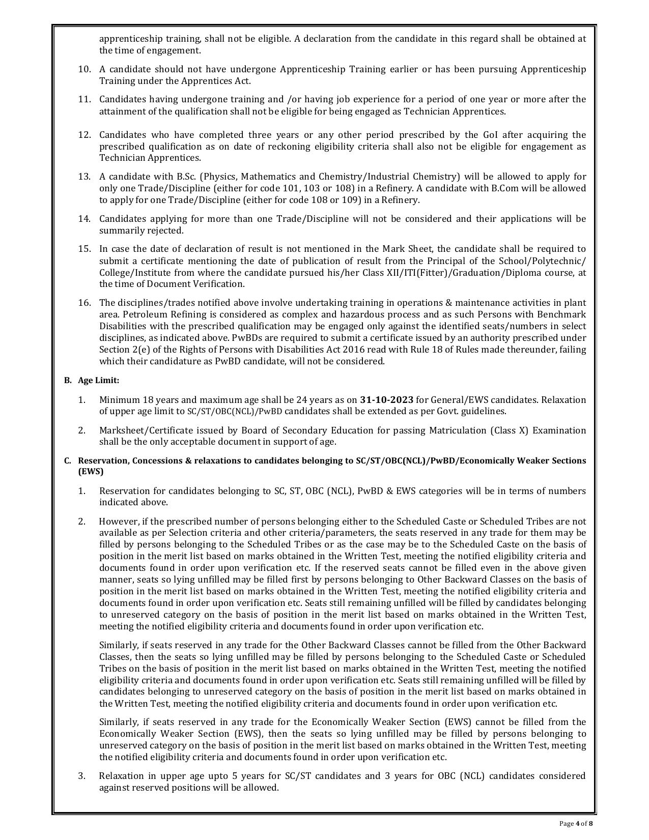 IOCL Trade Apprentice, Technician Apprentice Recruitment 2023 - Page 6