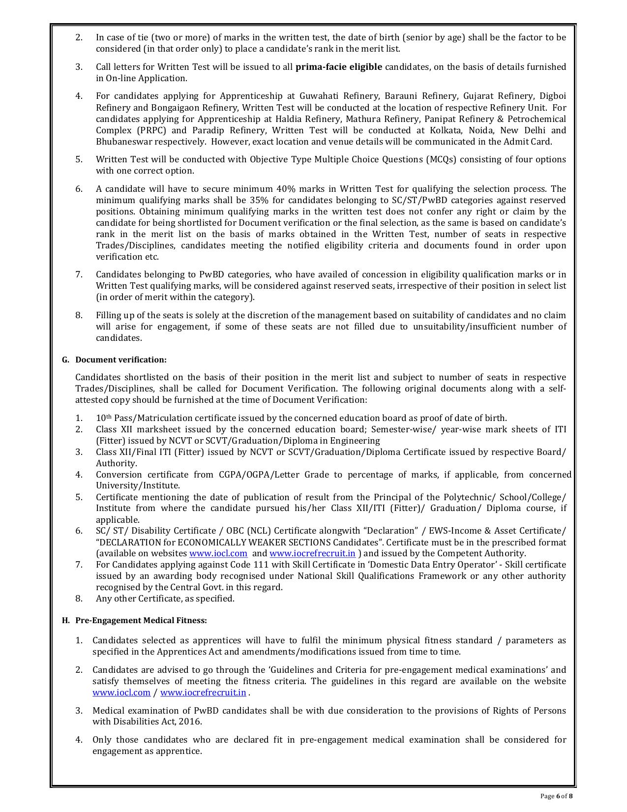 IOCL Trade Apprentice, Technician Apprentice Recruitment 2023 - Page 8