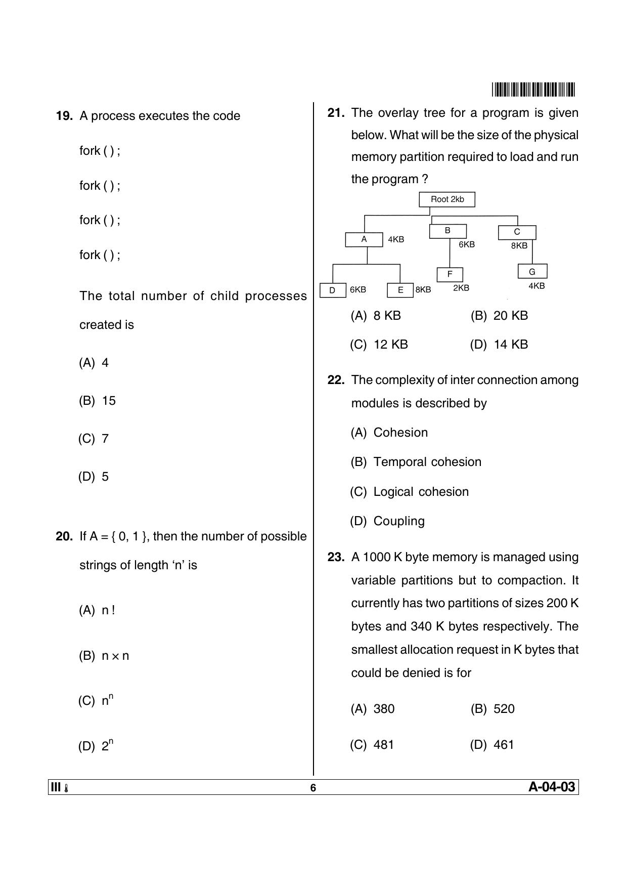 AP SET Computer Science and Applications Previous Question Paper PDF - Page 6
