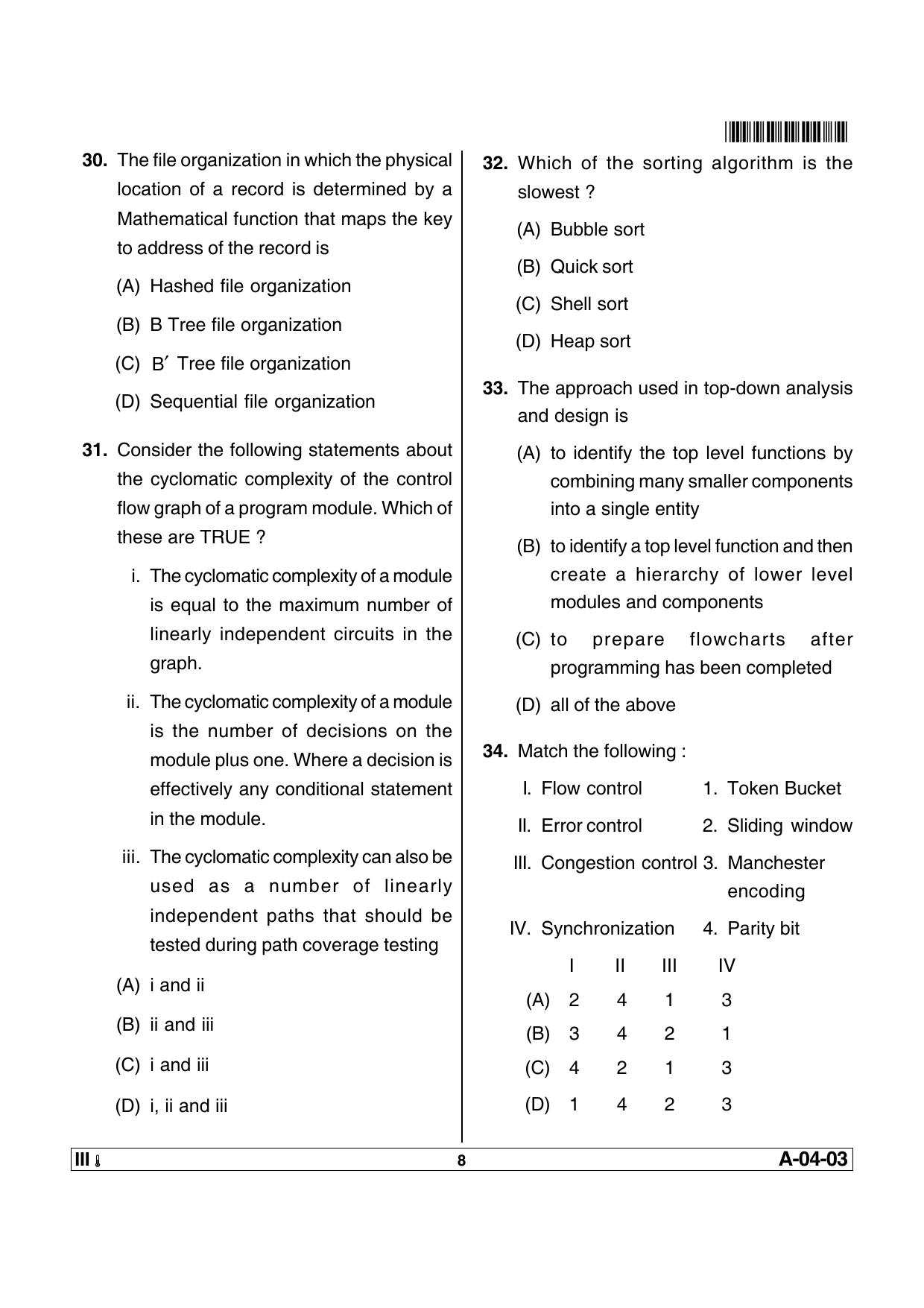AP SET Computer Science and Applications Previous Question Paper PDF - Page 8