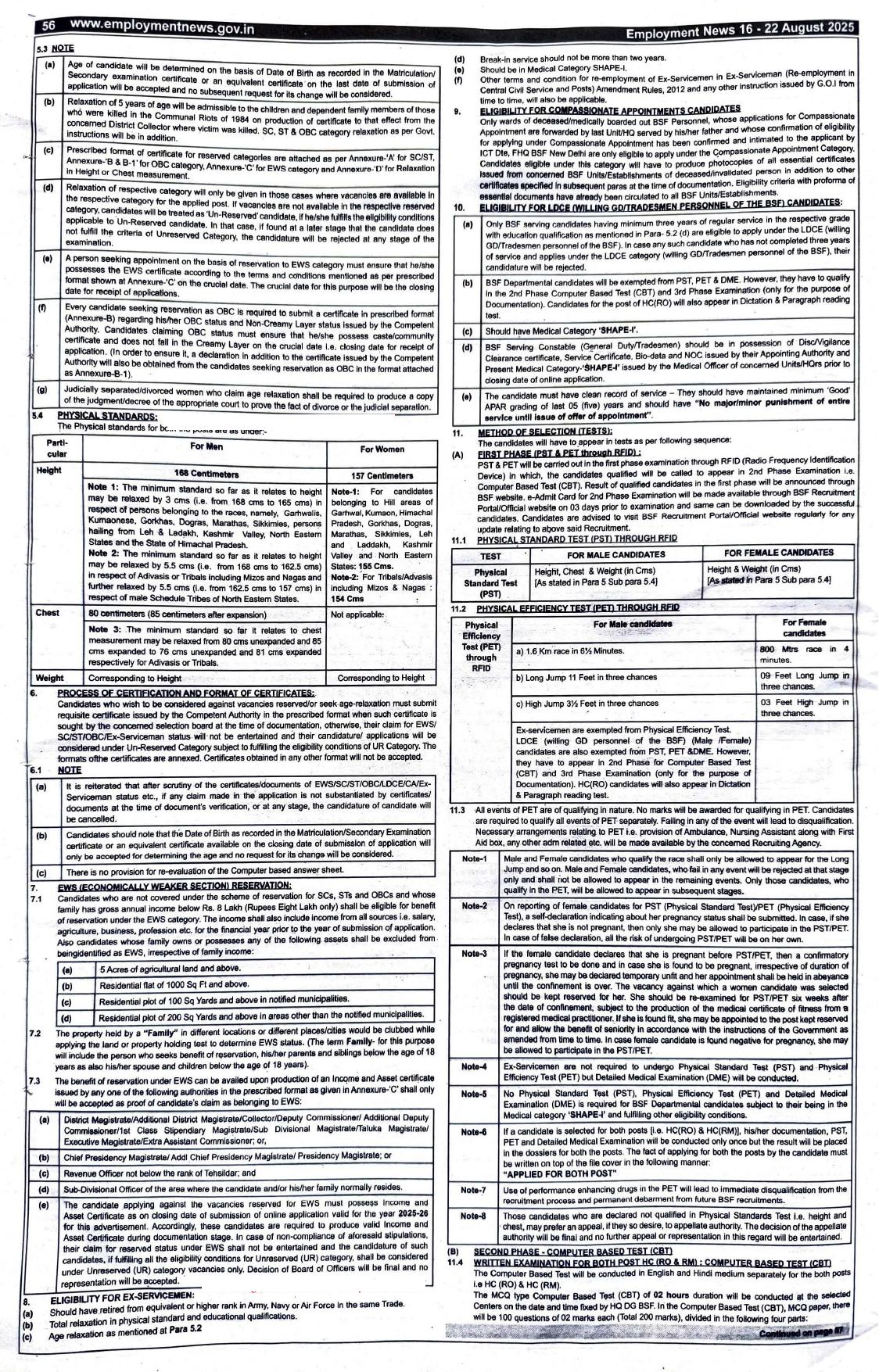 Border Security Force (BSF) 1121 Head Constable Recruitment 2025 - Page 2