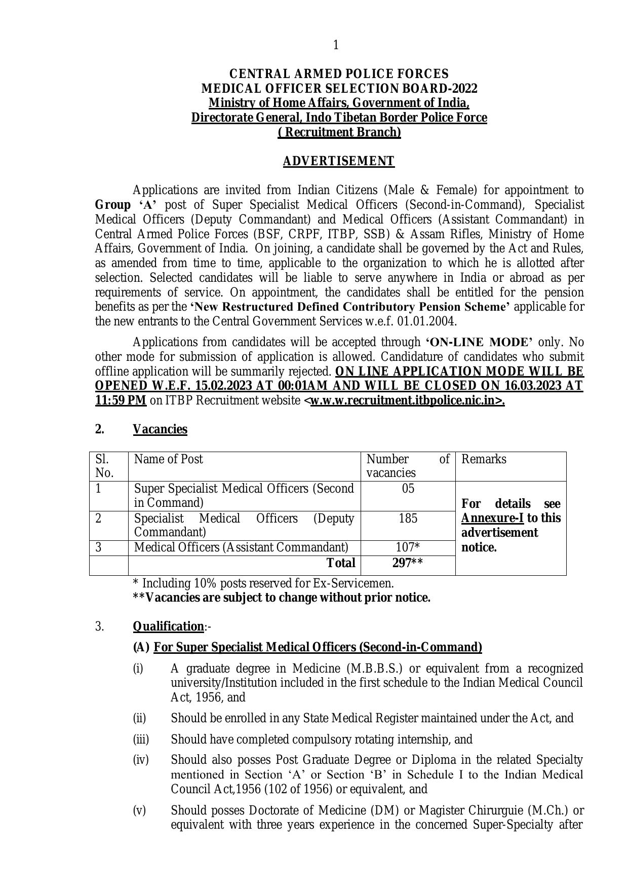 Central Armed Police Forces (CAPF) Medical Officer Recruitment 2023 - Page 2