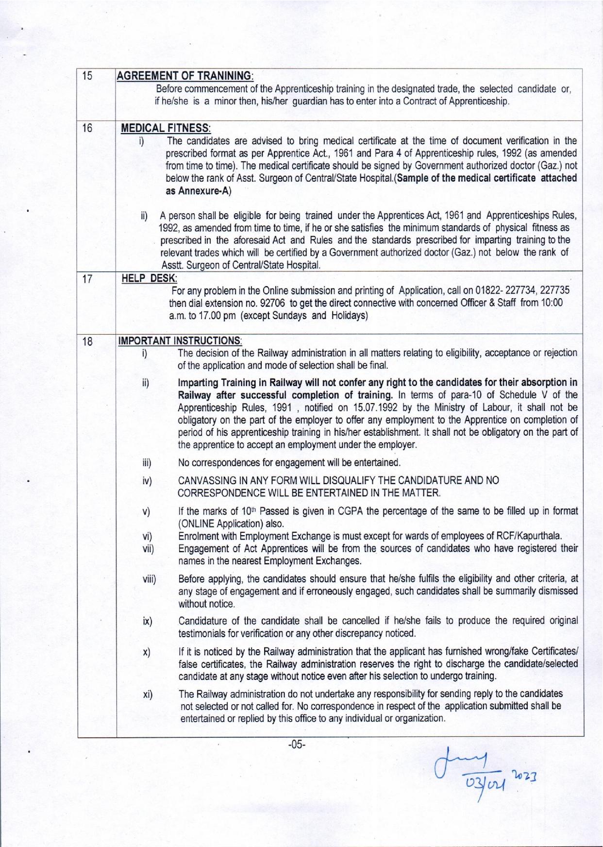 Rail Coach Factory (RCF) Apprentice Recruitment 2023 - Page 4