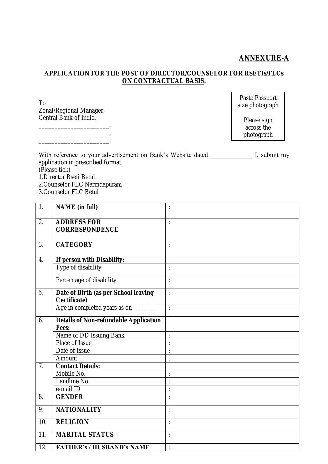 Central Bank of India Invites Application for Counselor FLCC, Director RSETI Recruitment 2022 - Page 6