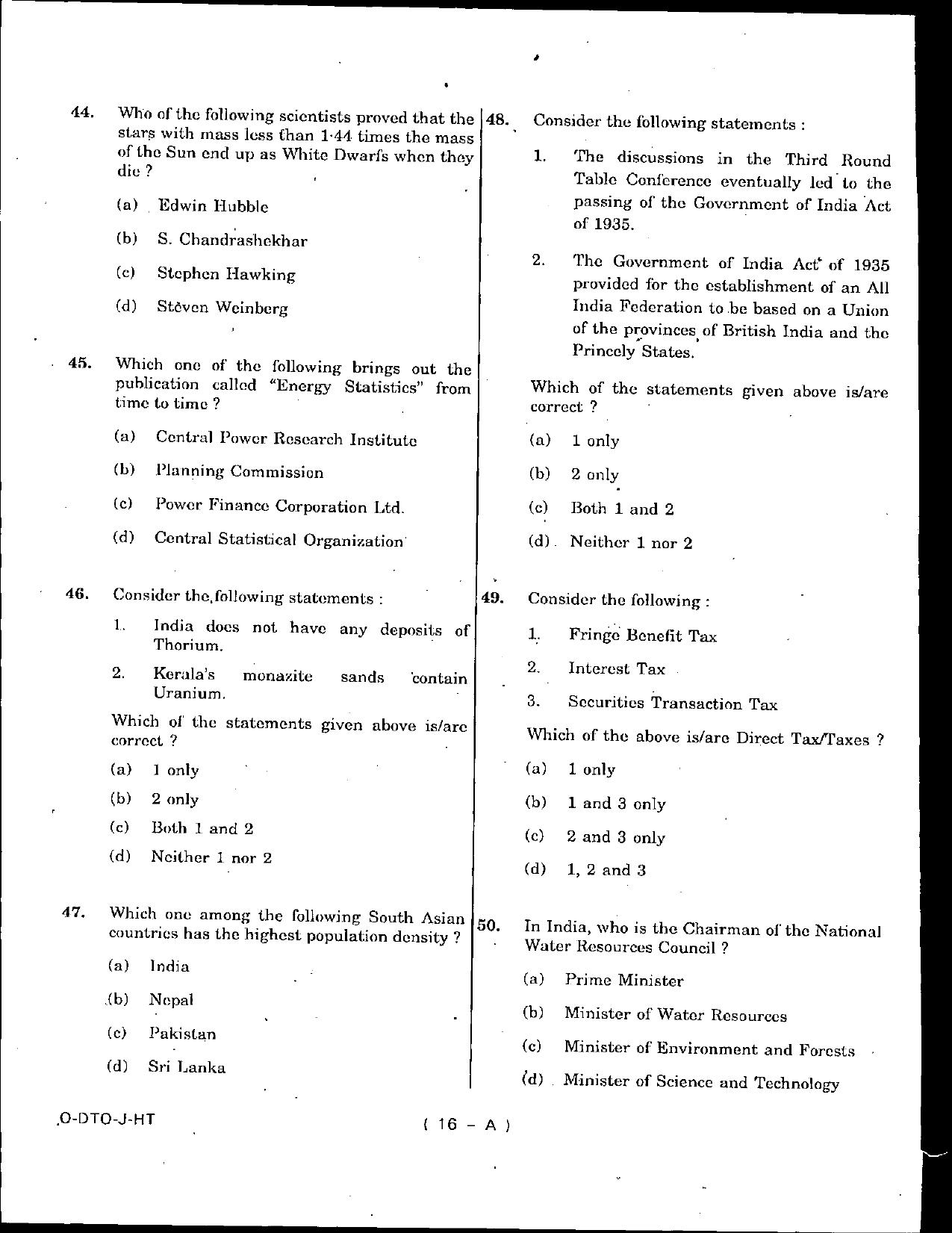Bihar Vidhan Parishad General Studies Solved Papers - Page 16