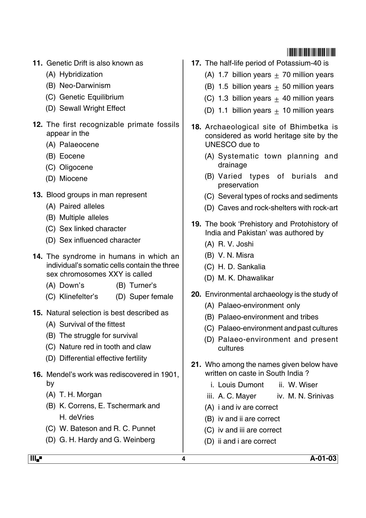 AP State Eligibility Test ANTHROPOLOGY Question Paper PDF - Page 4