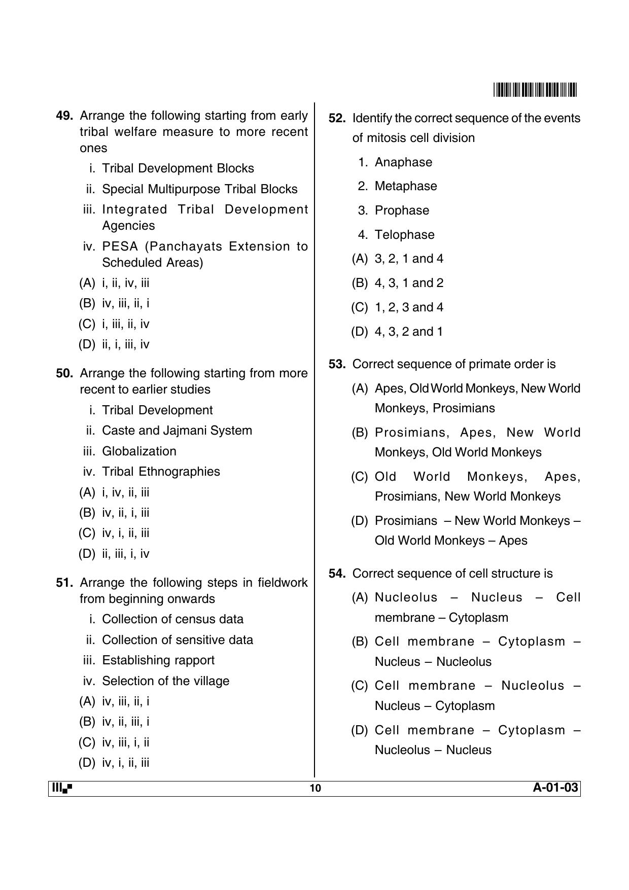 AP State Eligibility Test ANTHROPOLOGY Question Paper PDF - Page 10