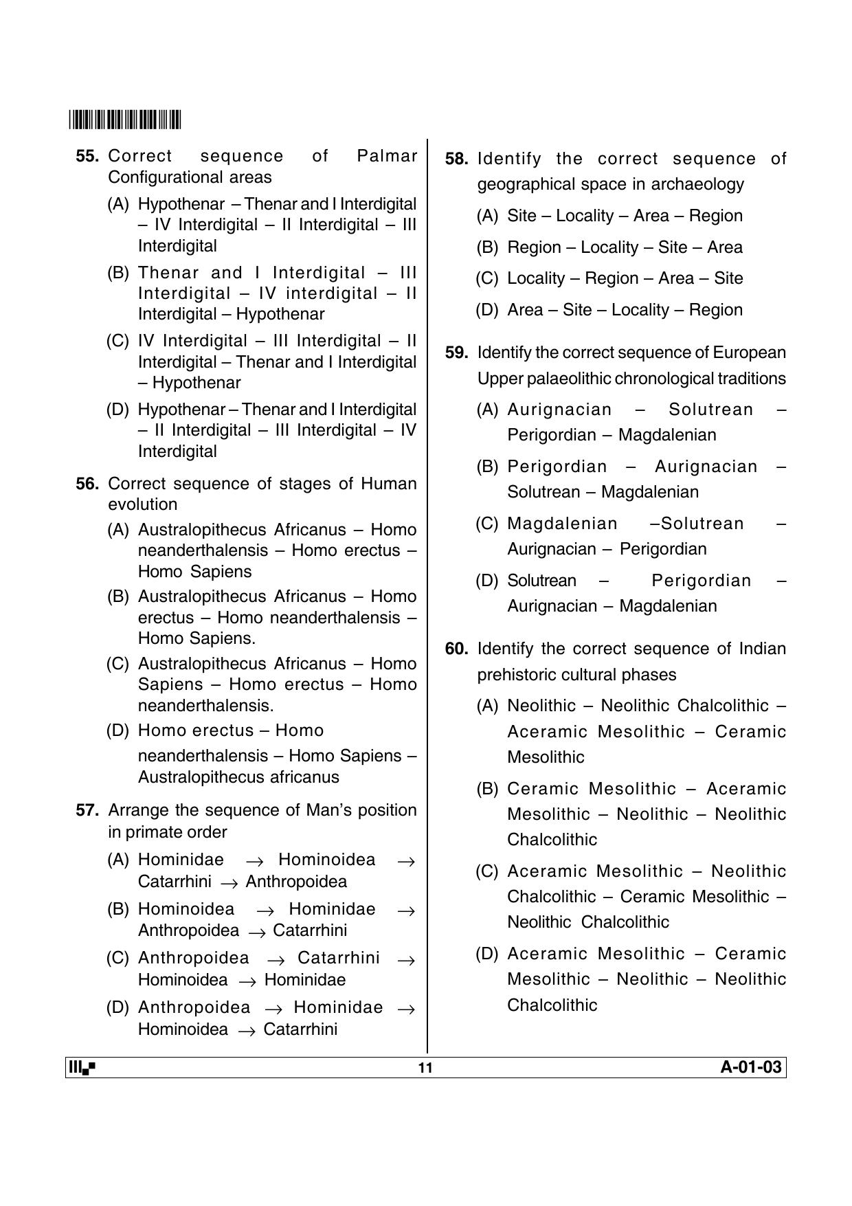 AP State Eligibility Test ANTHROPOLOGY Question Paper PDF - Page 11