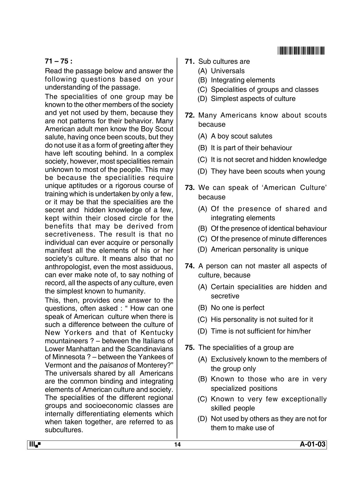 AP State Eligibility Test ANTHROPOLOGY Question Paper PDF - Page 14