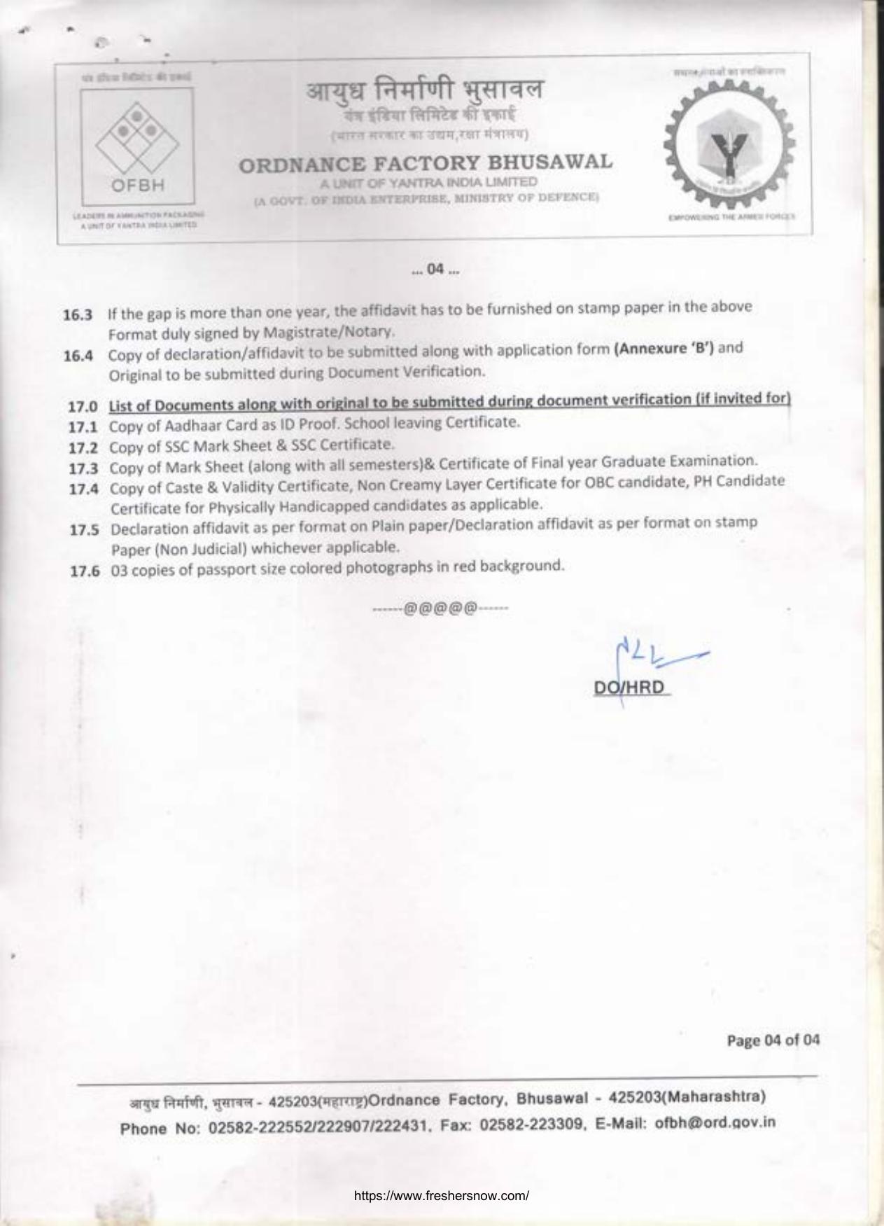 Ordnance Factory Bhusawal Graduate Apprentice Recruitment 2023 - Page 5