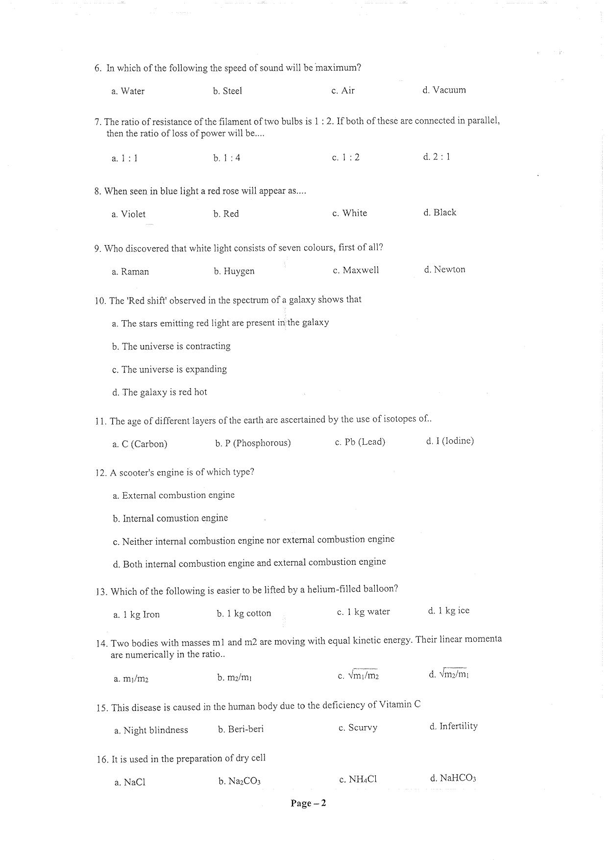 Question Paper of Education Assistant ‘A’ - Page 2